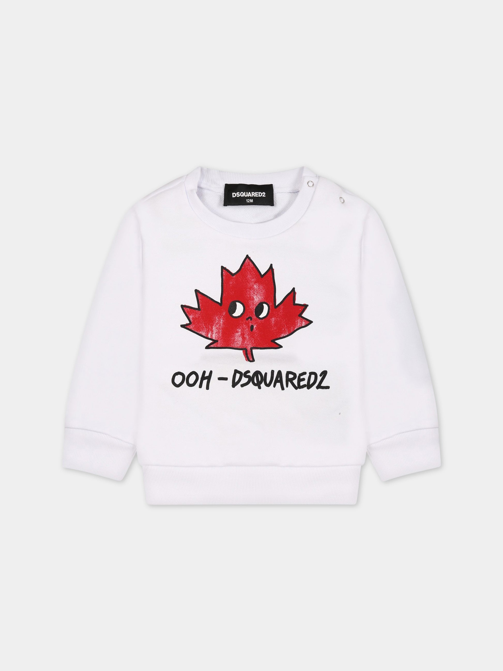 Felpa bianca per neonato con logo,Dsquared2,DQ1603 D0A2F DQ100