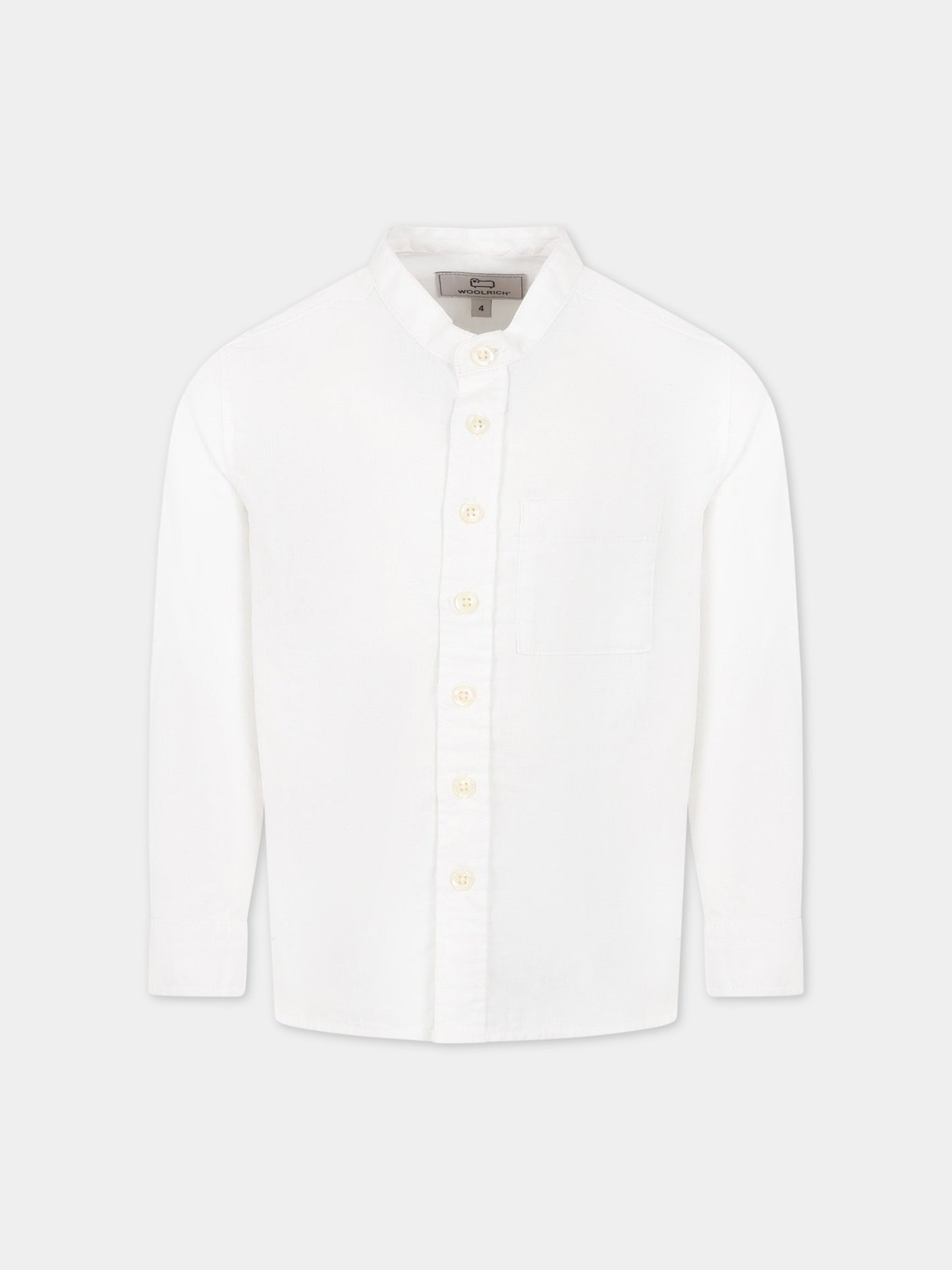 Camicia bianco per bambino con logo,Woolrich Kids,CFWKSI0059MRUT3377 8270