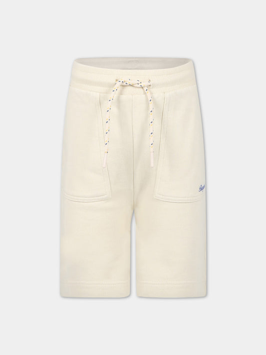 Shorts avorio per bambino con logo,Bonpoint,S03BBEW00008 003A