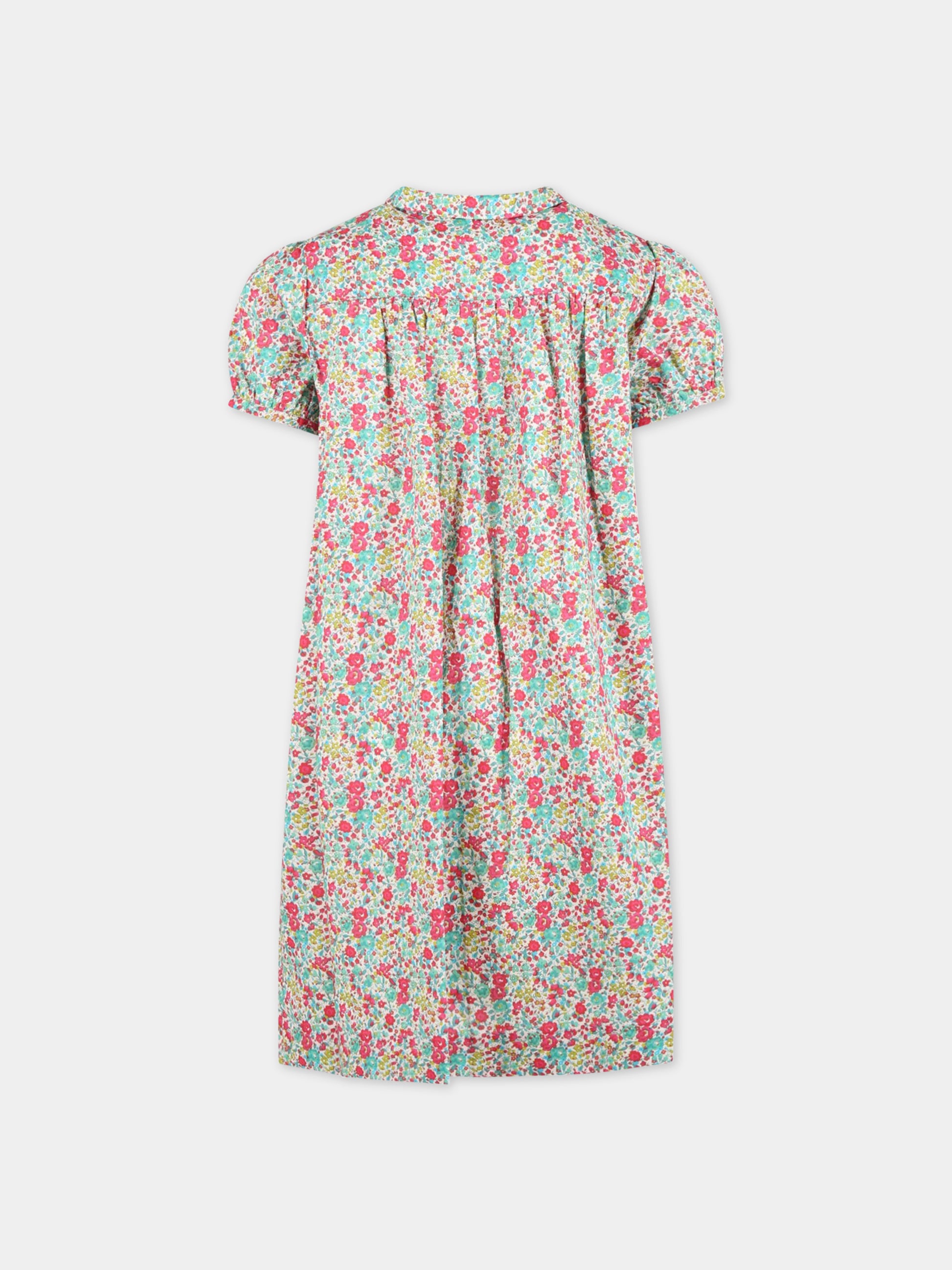 Vestito multicolor per bambina con stampa Liberty,Bonpoint,S03GDRW00106 544A