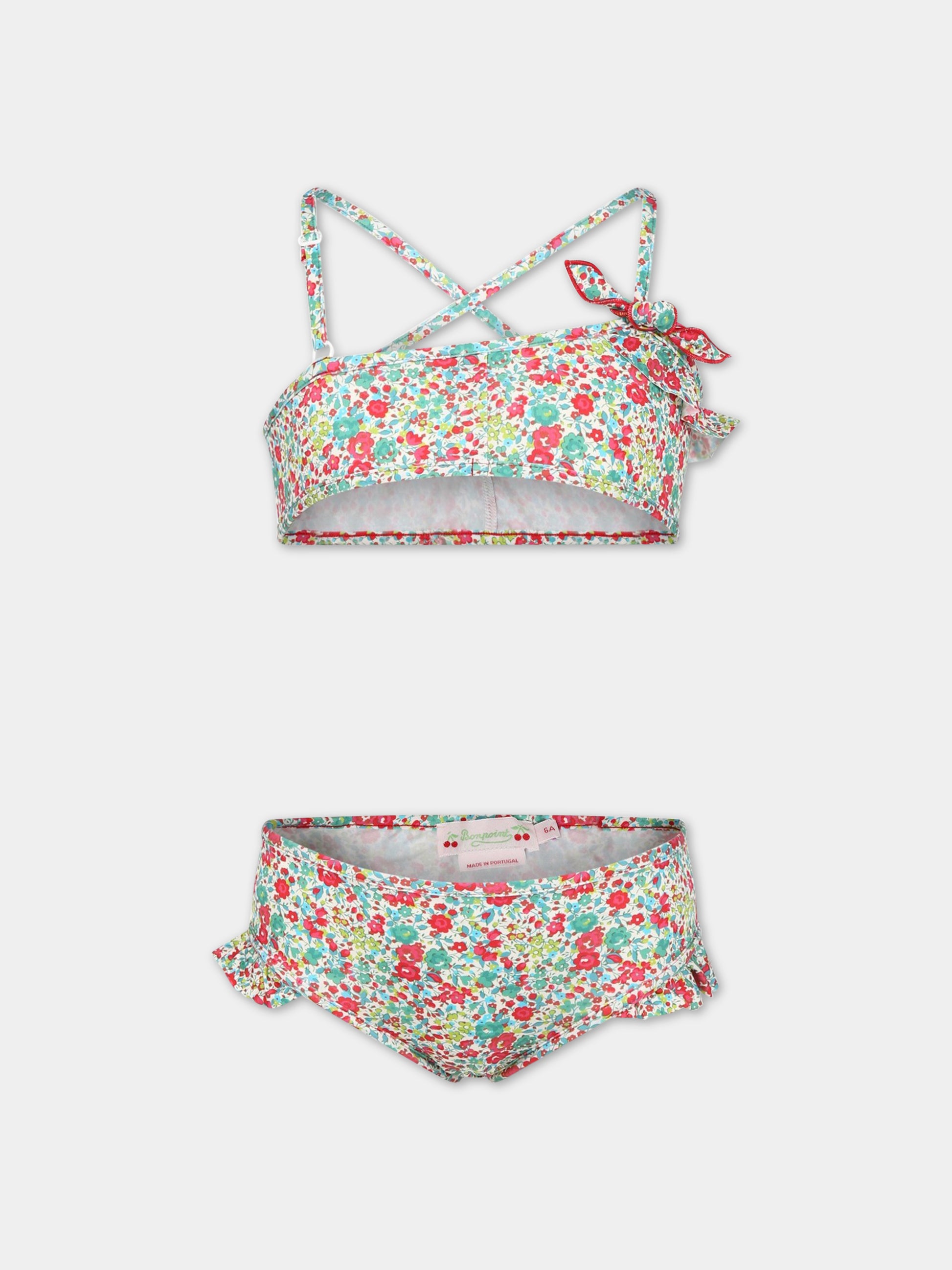 Bikini multicolor per bambina con stampa liberty,Bonpoint,S03GSSW00108 544A