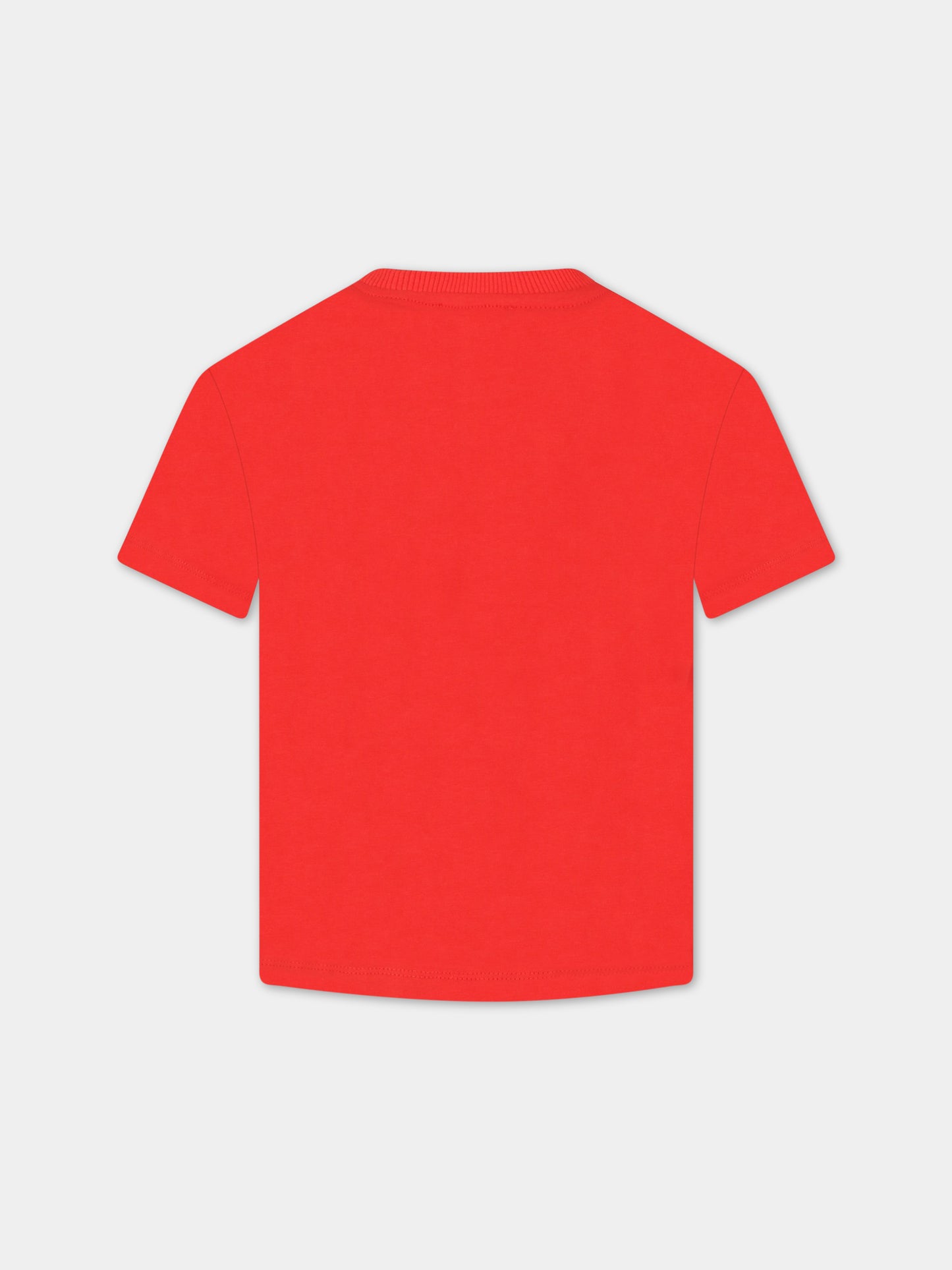 t-shirt rossa per bambini con Teddy Bear e logo,Moschino Kids,HMM046 LBA10 50109