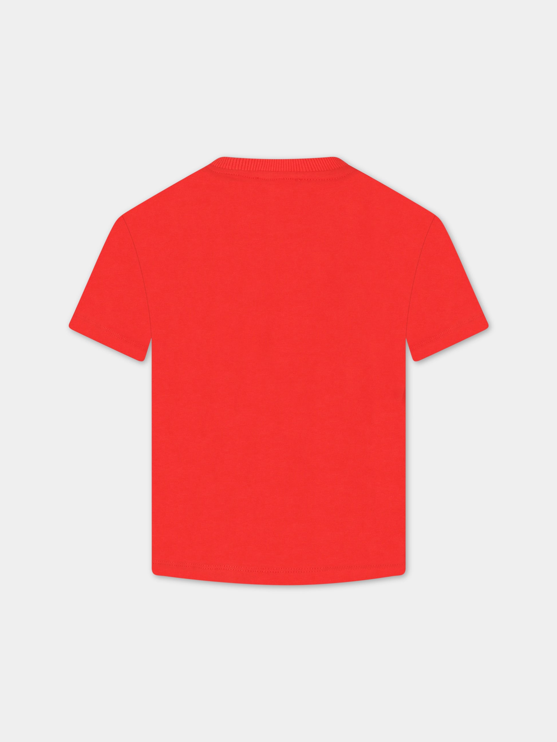 t-shirt rossa per bambini con Teddy Bear e logo,Moschino Kids,HMM046 LBA10 50109