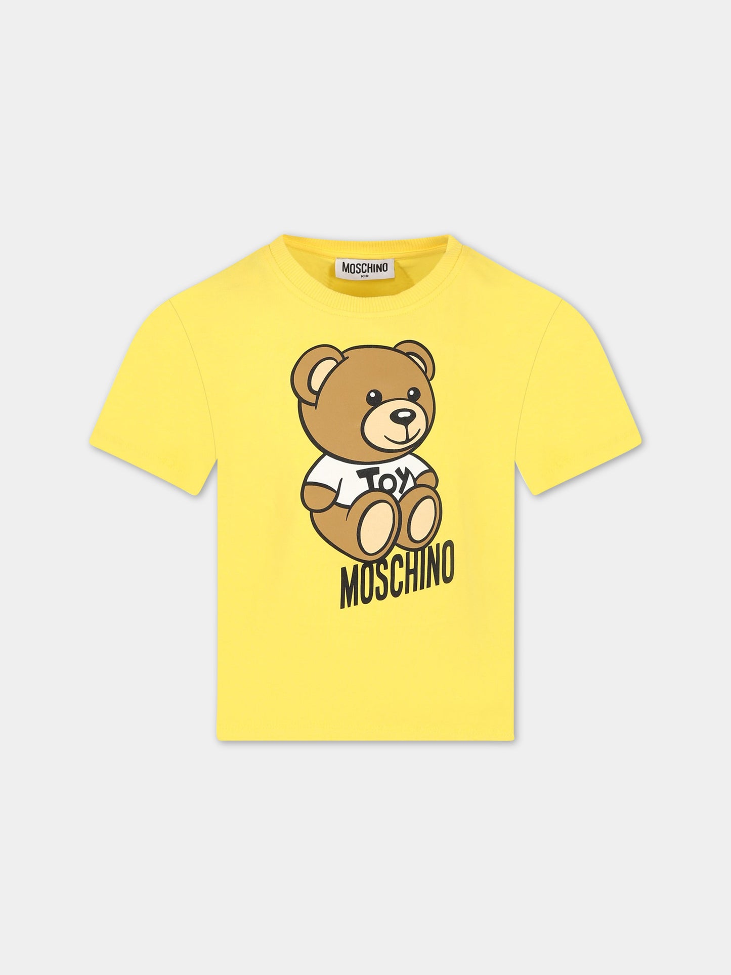 T-shirt giallo per bambini con Teddy Bear e logo,Moschino Kids,HMM046 LBA10 50162