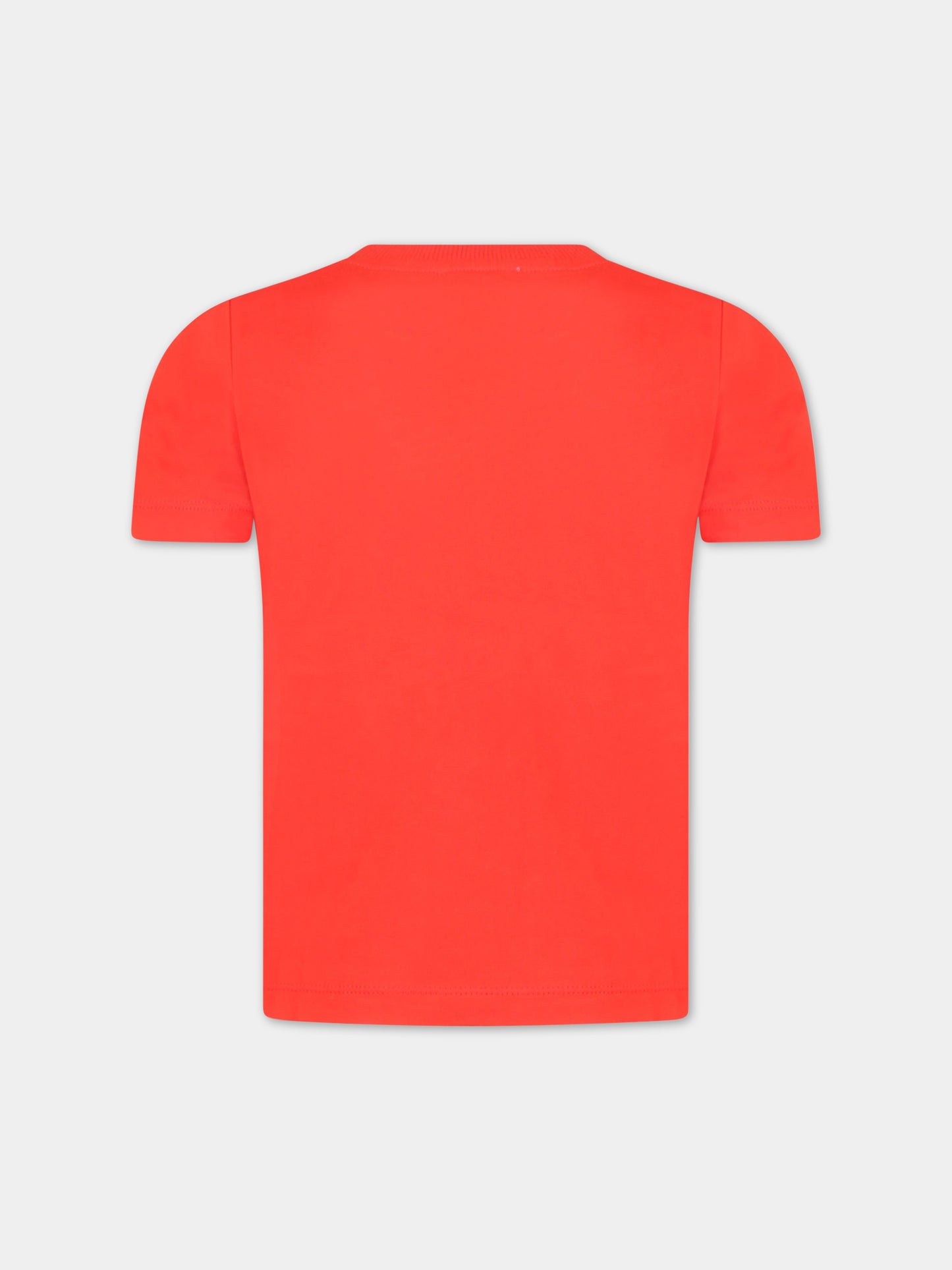 T-shirt rossa per bambino con logo nero,Moschino Kids,HWM03L LAA02 50109
