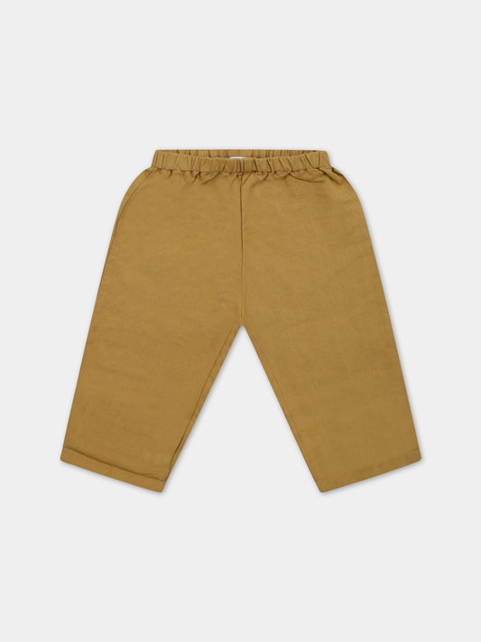 Pantaloni giallo-senape per neonato con logo iconico,Bonpoint,S03YPAW00002 038A