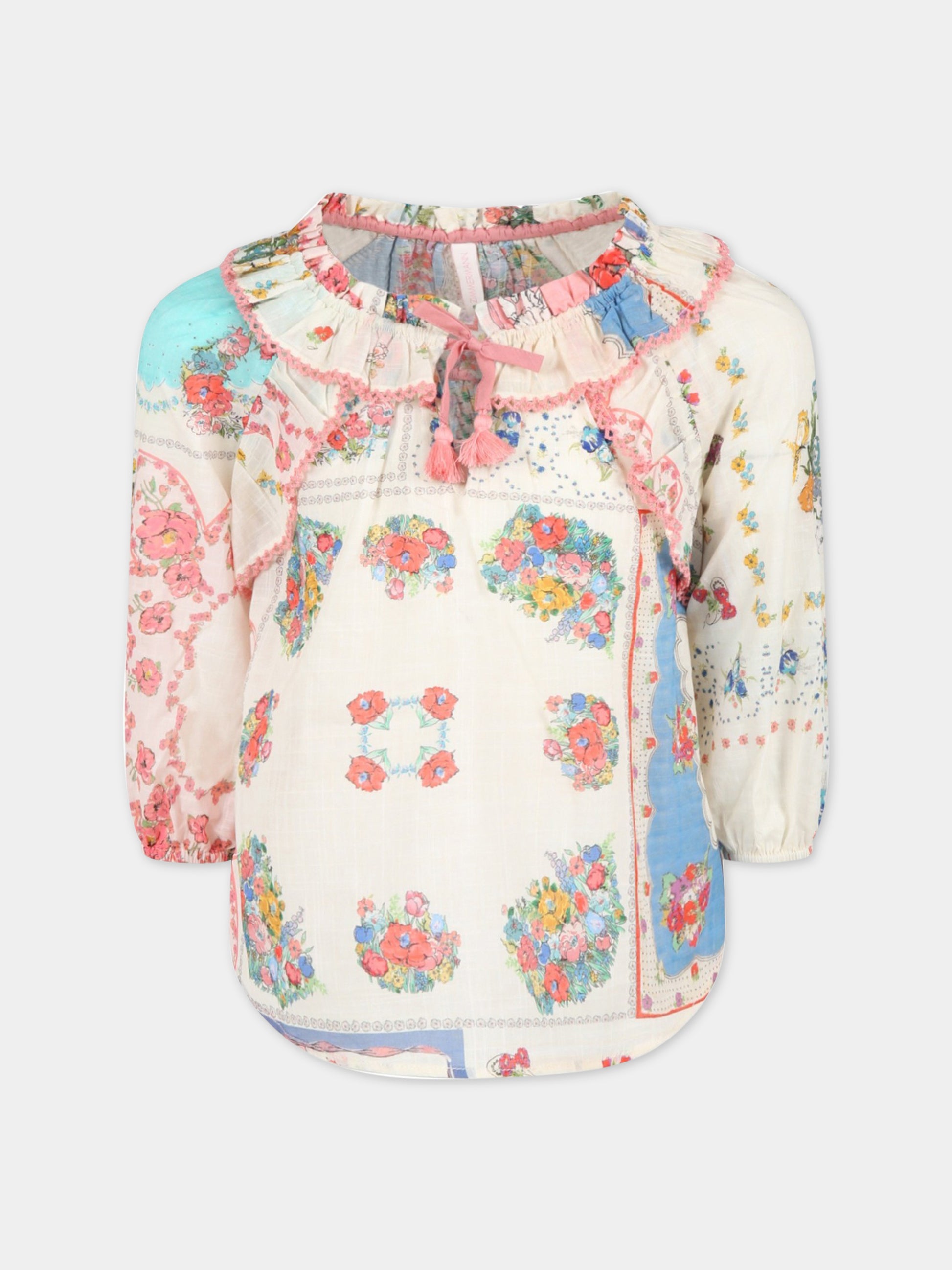 Blusa multicolor per bambina con stampa floreale,Zimmermann,1791TCLO PPAF