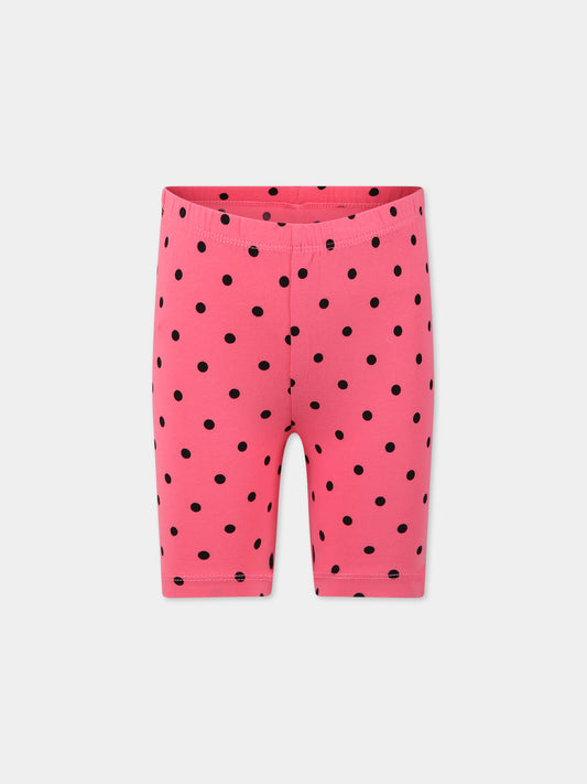 Shorts fucsia per bambina con pois neri,Mini Rodini,2323013028