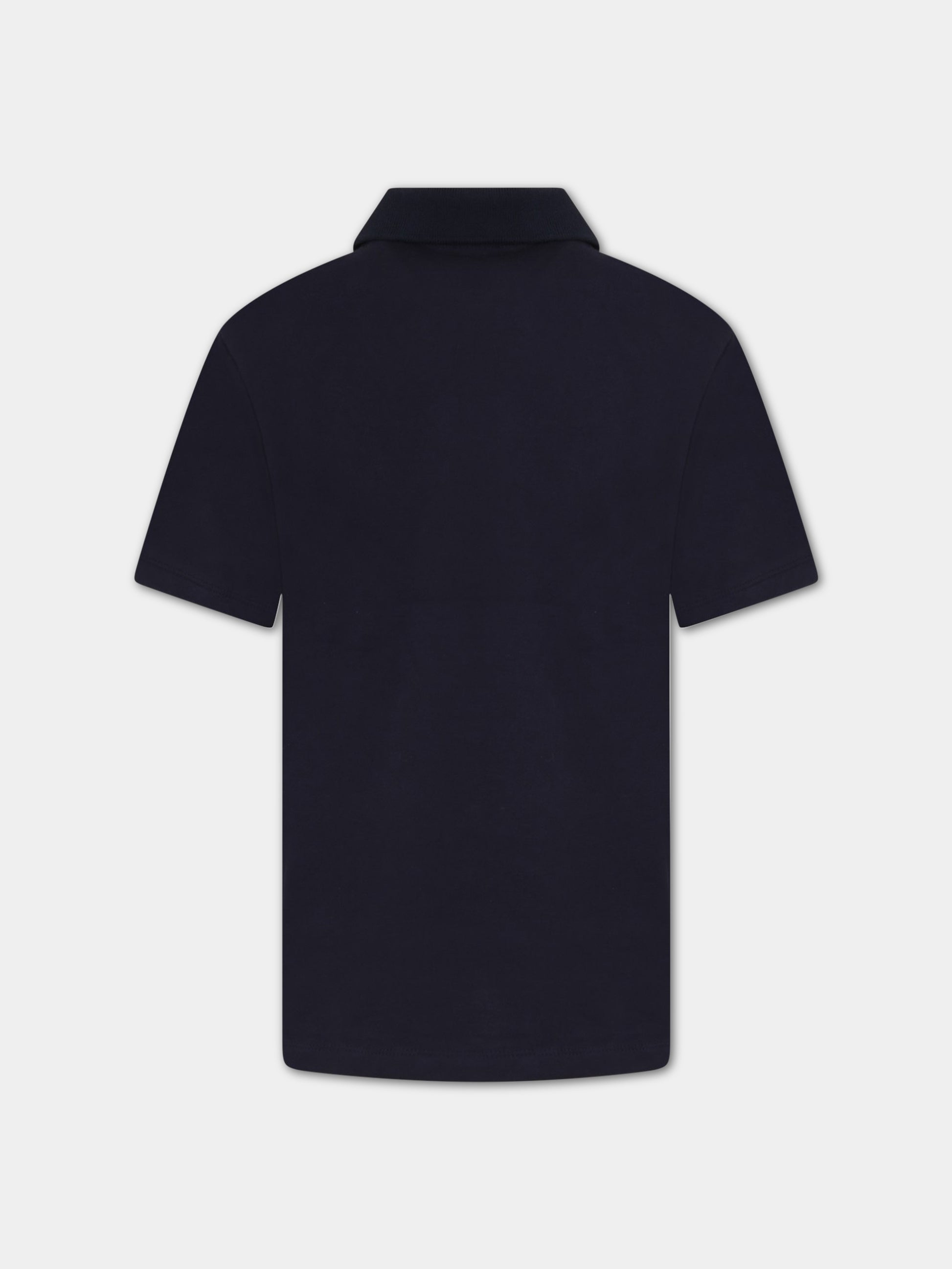 Polo blu per bambino con logo bianco,Petit Bateau,A072G SMOKING