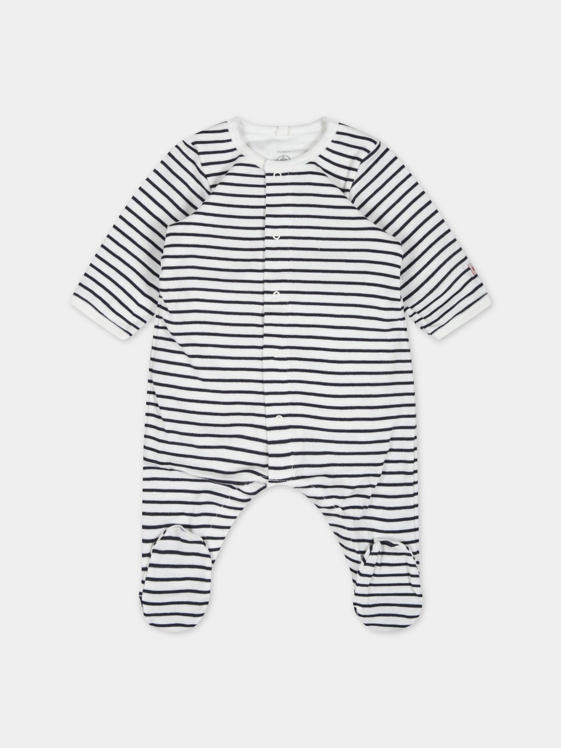 Tutina multicolor per neonato con patch logato,Petit Bateau,A06L0 MARSHMALLOW/SMOKING