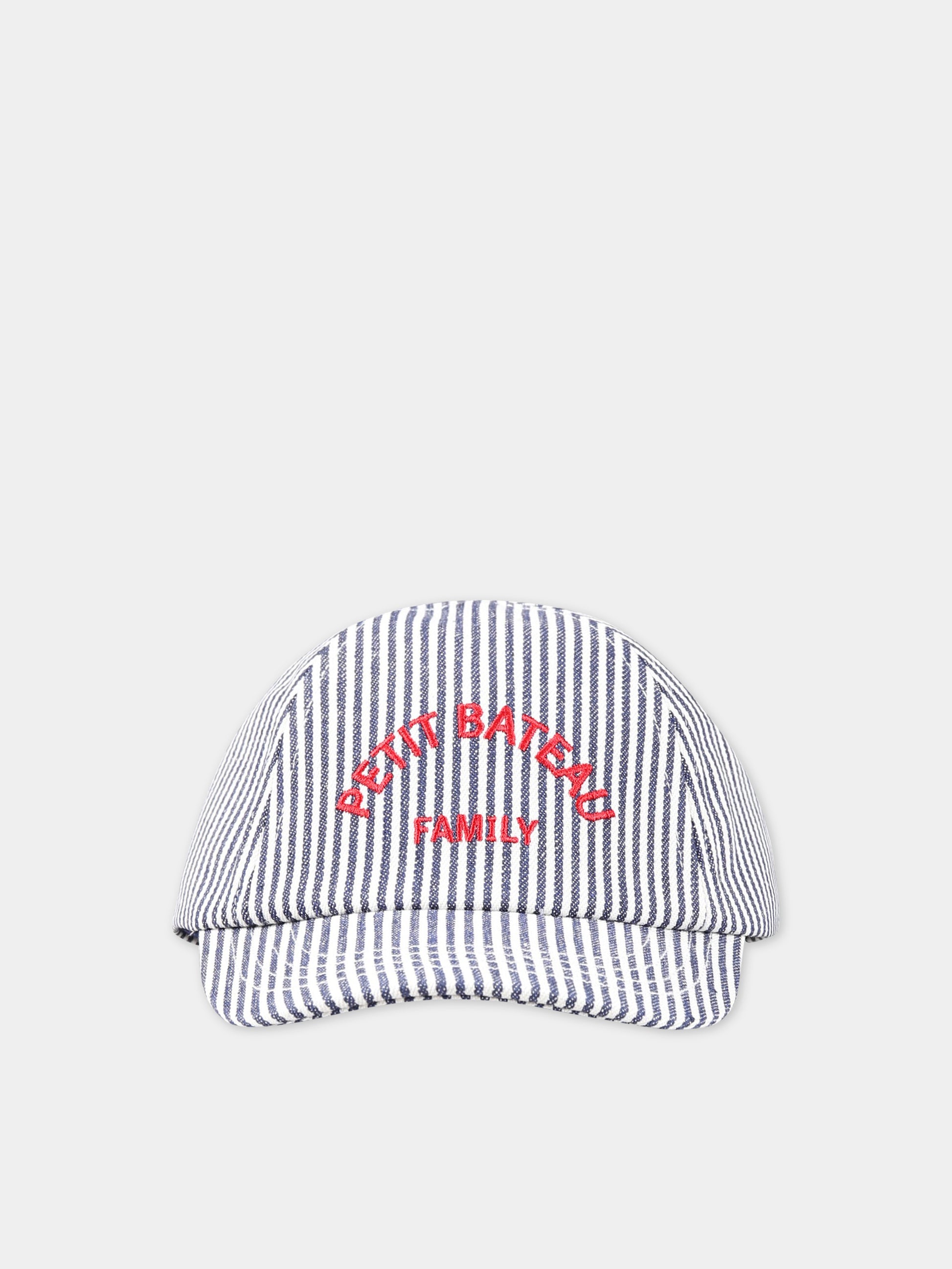 Cappello multicolor neonato con scritta  Petit Bateau family  ,Petit Bateau,A06QU MEDIEVAL/MARSHMALLOW