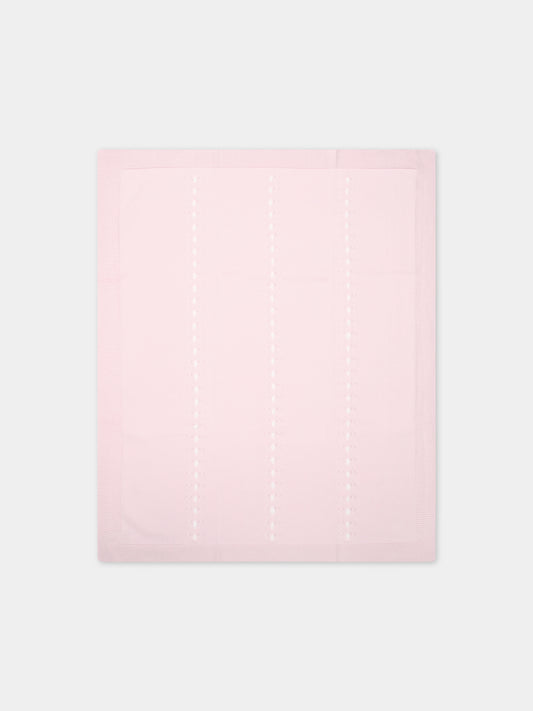 Coperta rosa per neonata con dettagli bianchi,Scaldacuore,TR16 ROSA
