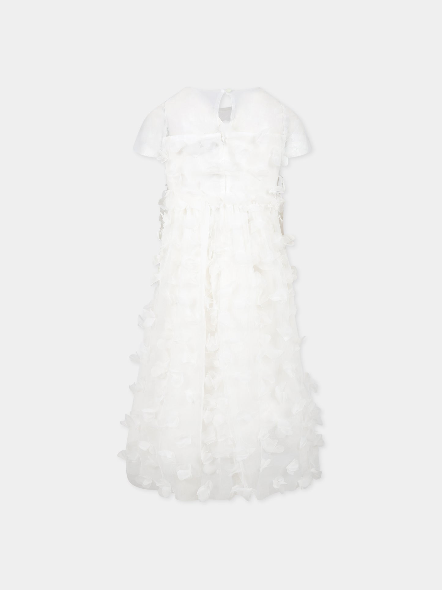 Vestito bianco per bambina con applicazioni in tulle,Simonetta,SS1C21 T0041 101