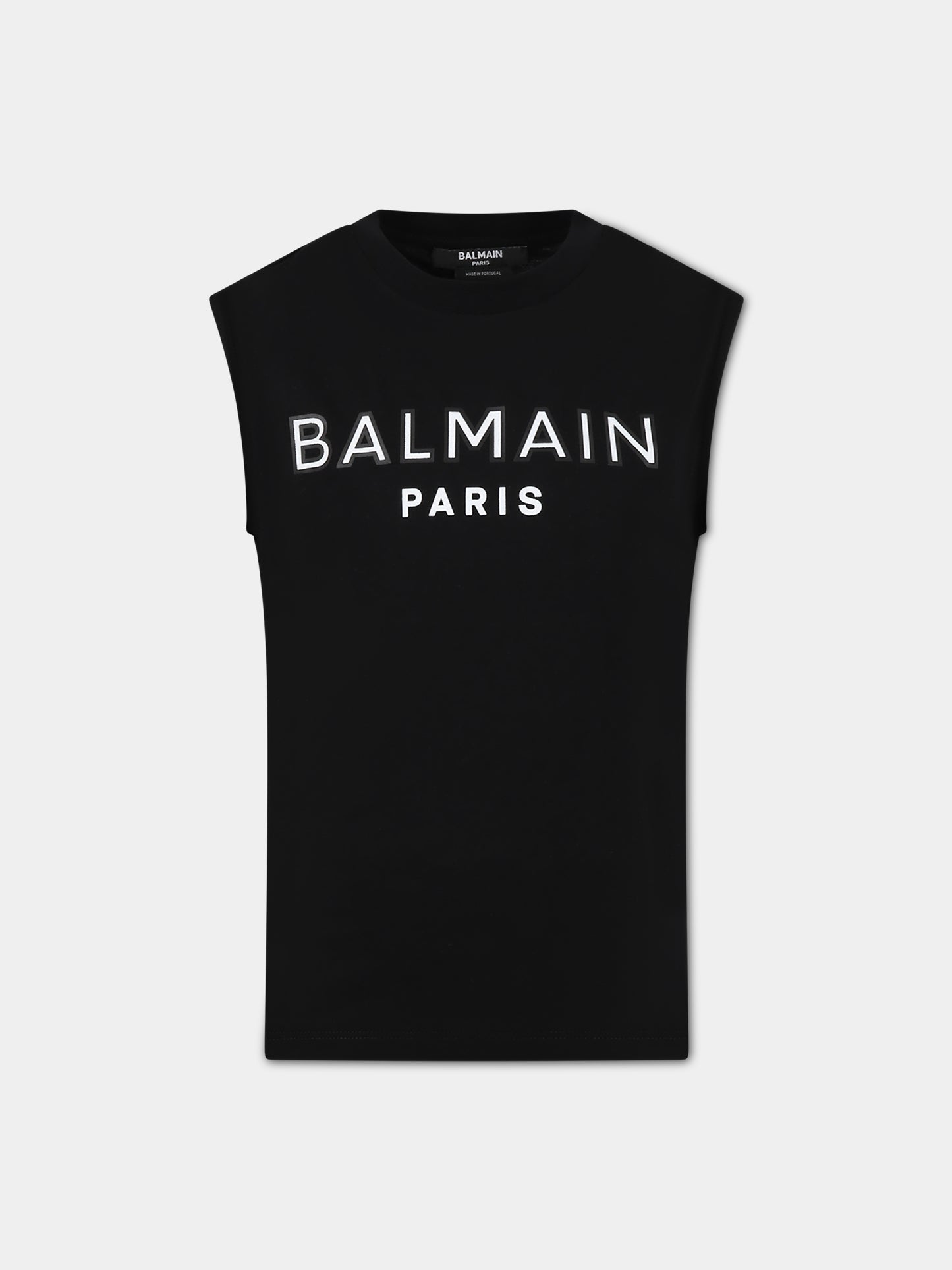 t-shirt nero per bambini con logo,Balmain Kids,BS8Q81 Z0057 930BC
