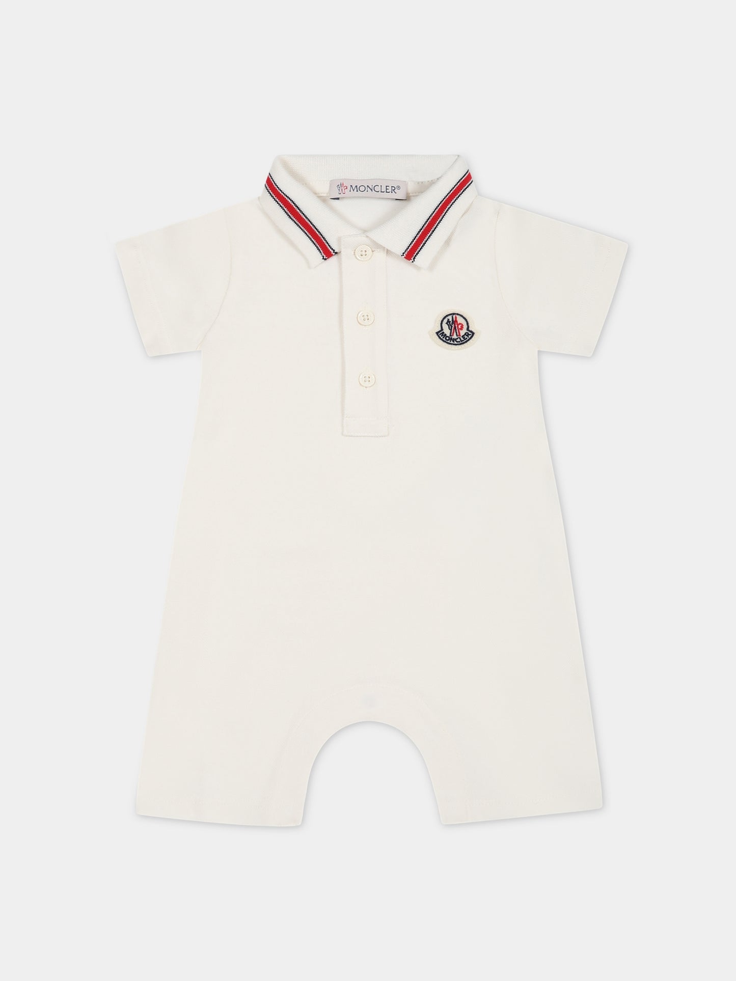 Pagliaccetto bianco per neonati con logo,Moncler Kids,951 8L00005 8496F 034
