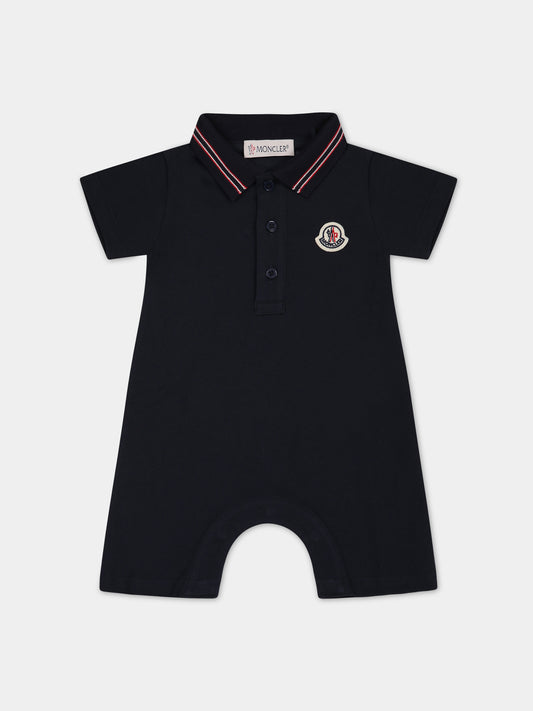 Pagliaccetto blu per neonati con logo,Moncler Kids,951 8L00005 8496F 773