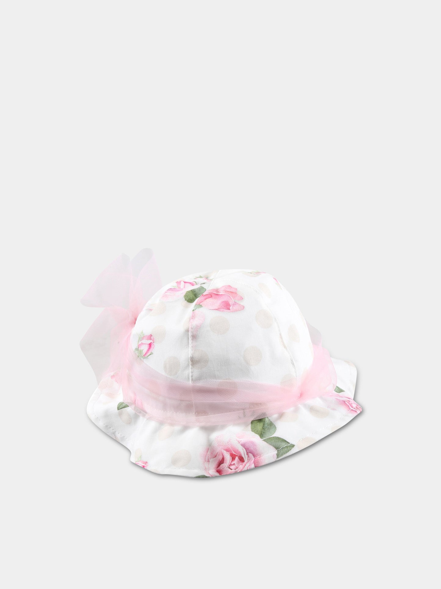 Cappello bianco per neonata con rose,Monnalisa,39A003 1626 9990