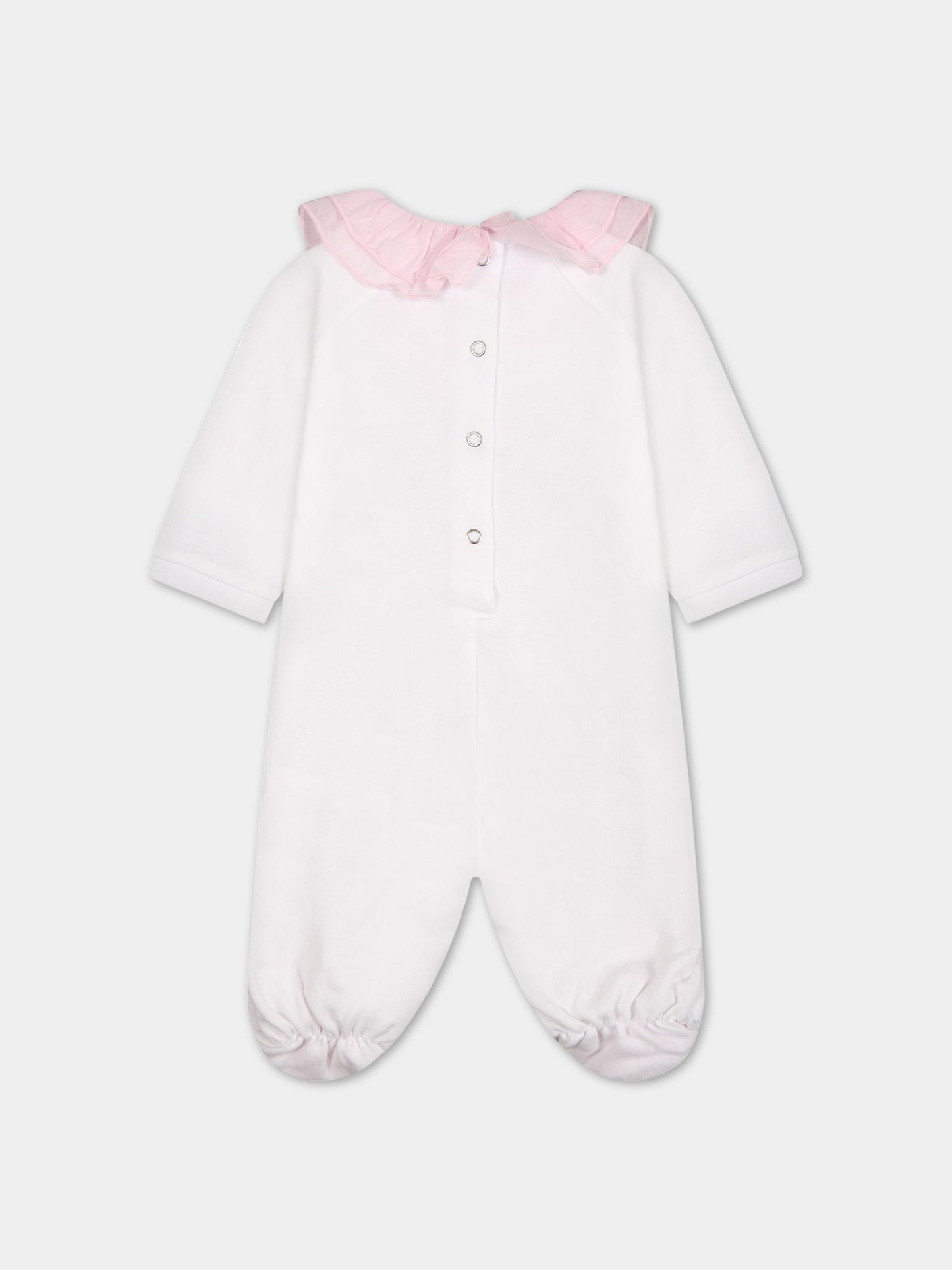 Tutina bianca per neonata con stampa e logo,Monnalisa,35A212 1000 0099