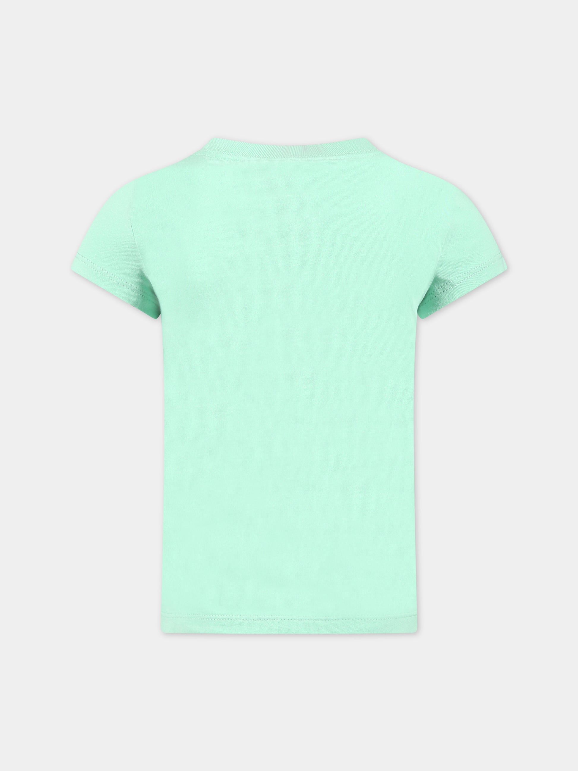 T-shirt verde per bambina con logo e iconico cavallino,Ralph Lauren Kids,903863004