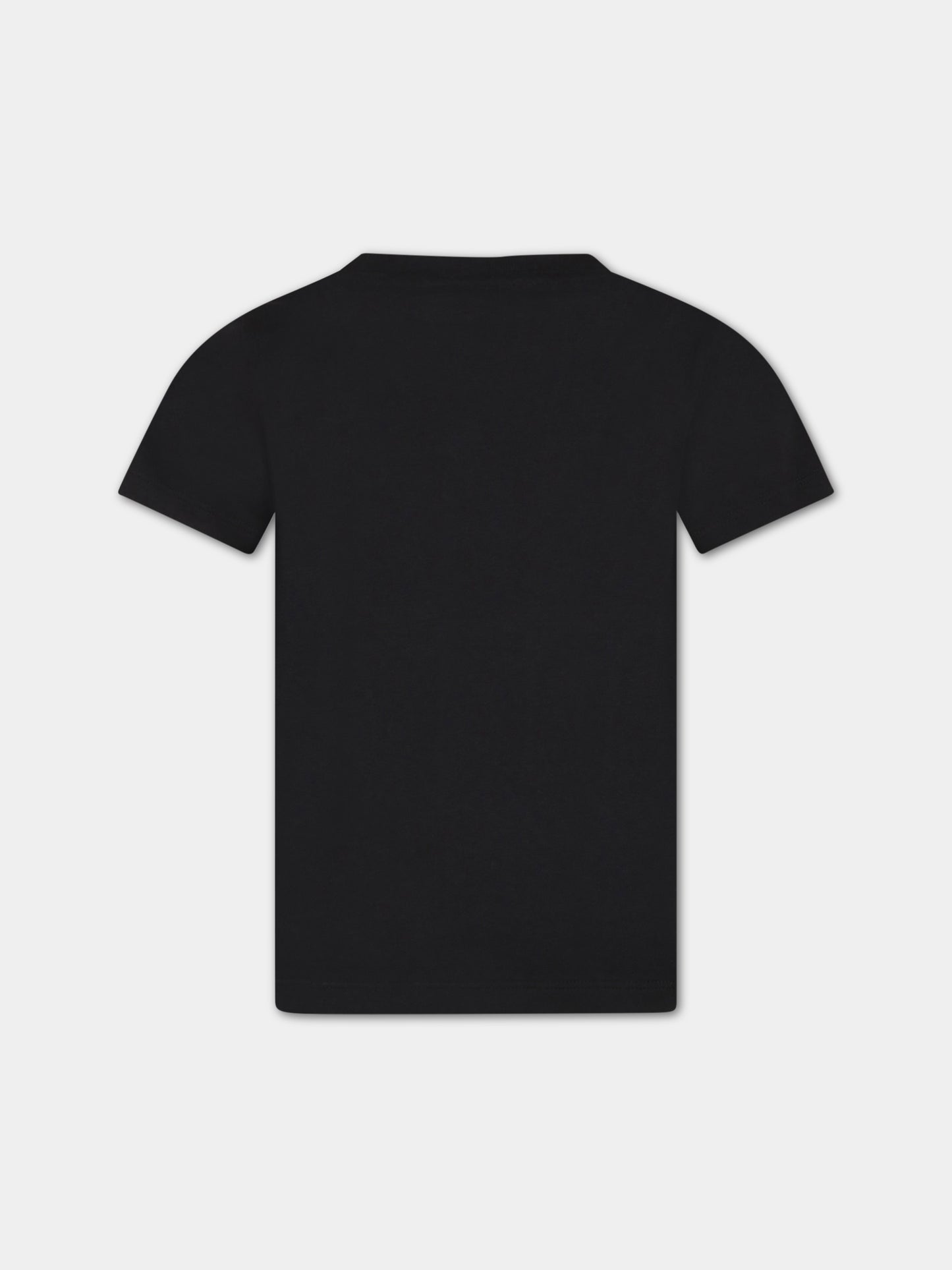 T-shirt nera per bambino con logo giallo,Versace,1000239 1A05779 2BE00