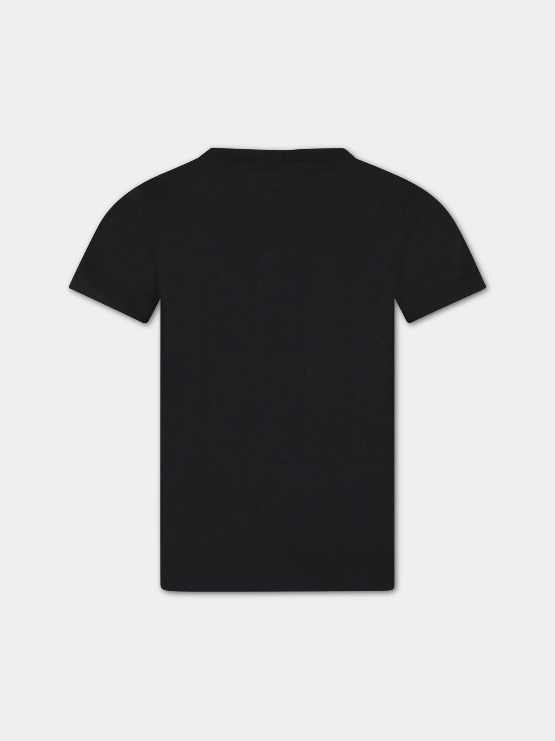 T-shirt nera per bambino con logo giallo,Versace,1000239 1A05779 2BE00