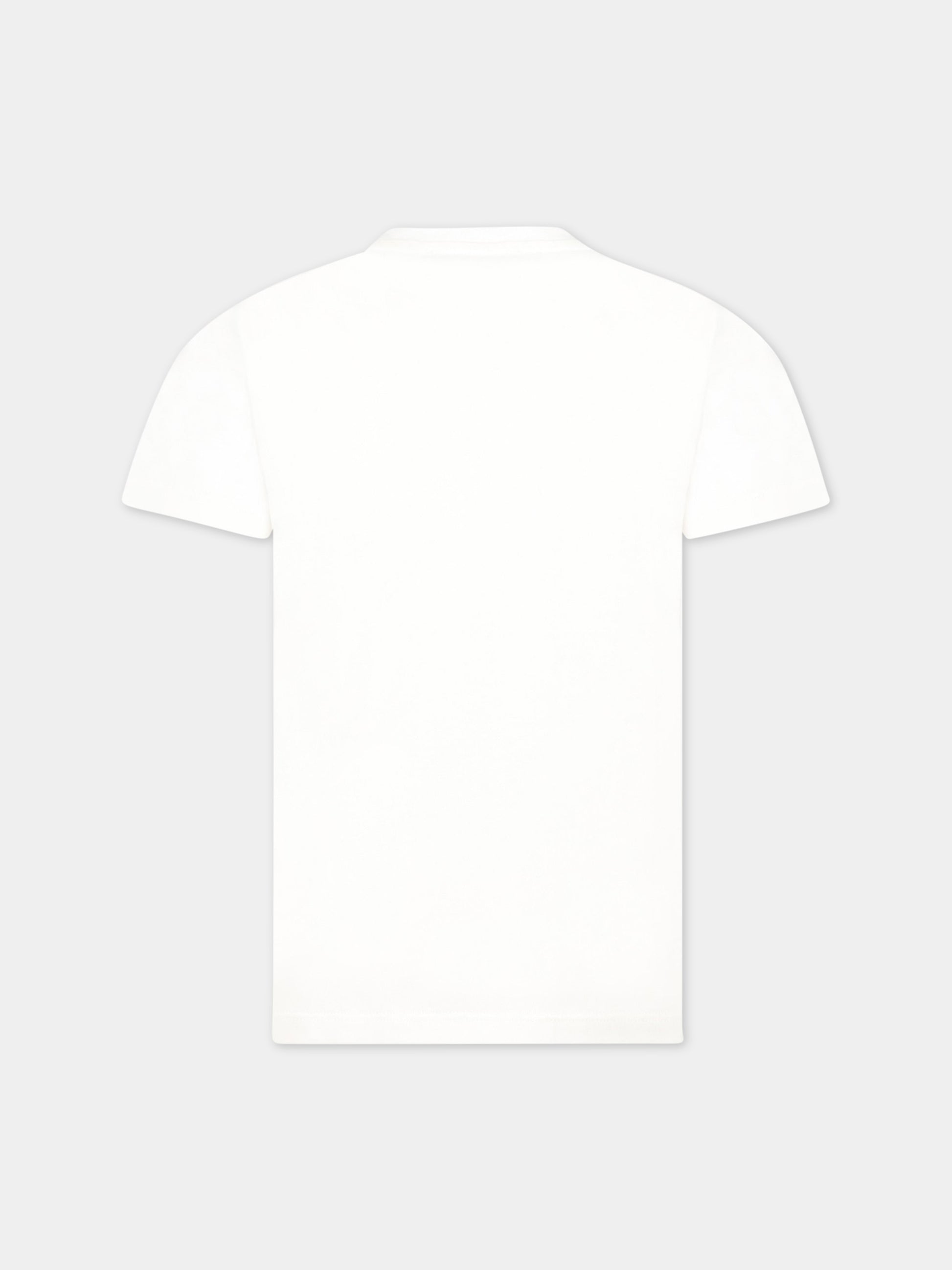 T-shirt bianca per bambino con logo e Spilla Safety,Versace,1000239 1A06523 6W030