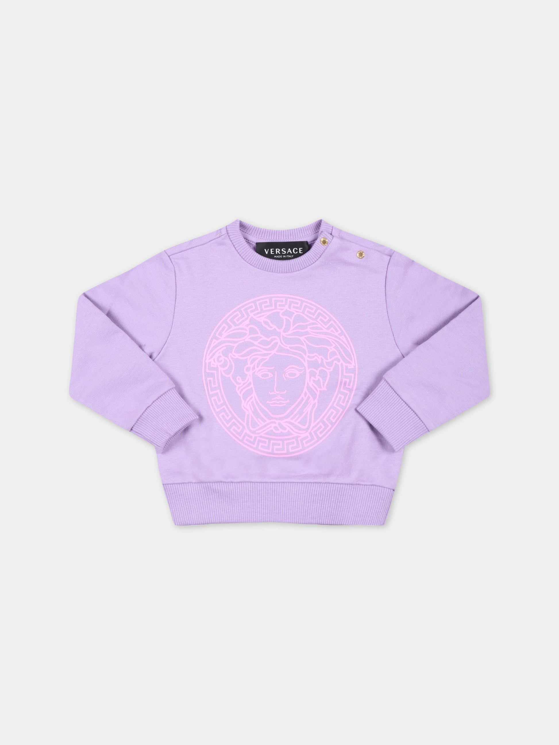 Felpa viola per neonata con Medusa fucsia,Versace,1000174 1A04801 2L750