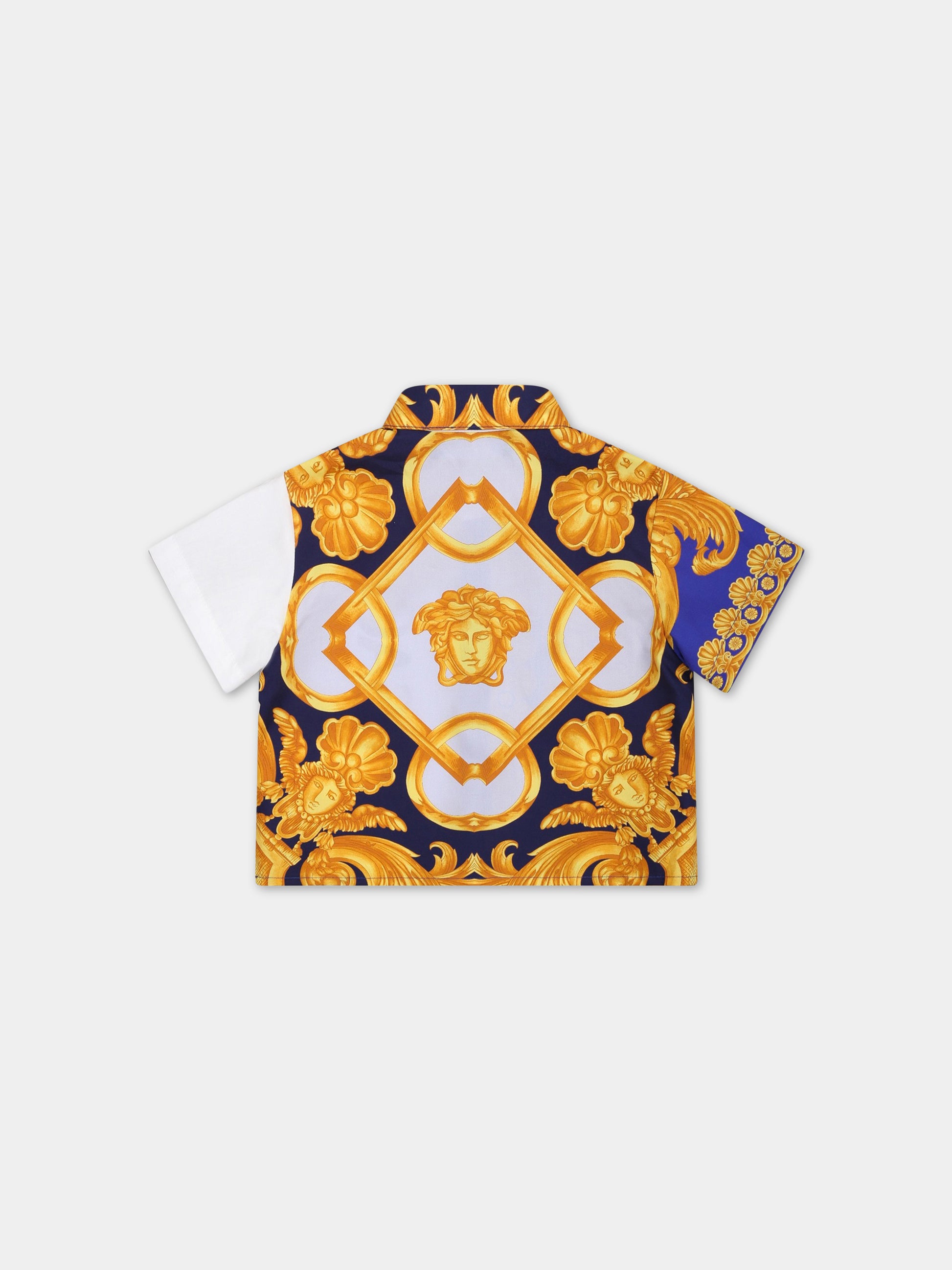 camicia multicolor per bambino con pattern Barocco,Versace,1009115 1A06568 6U840