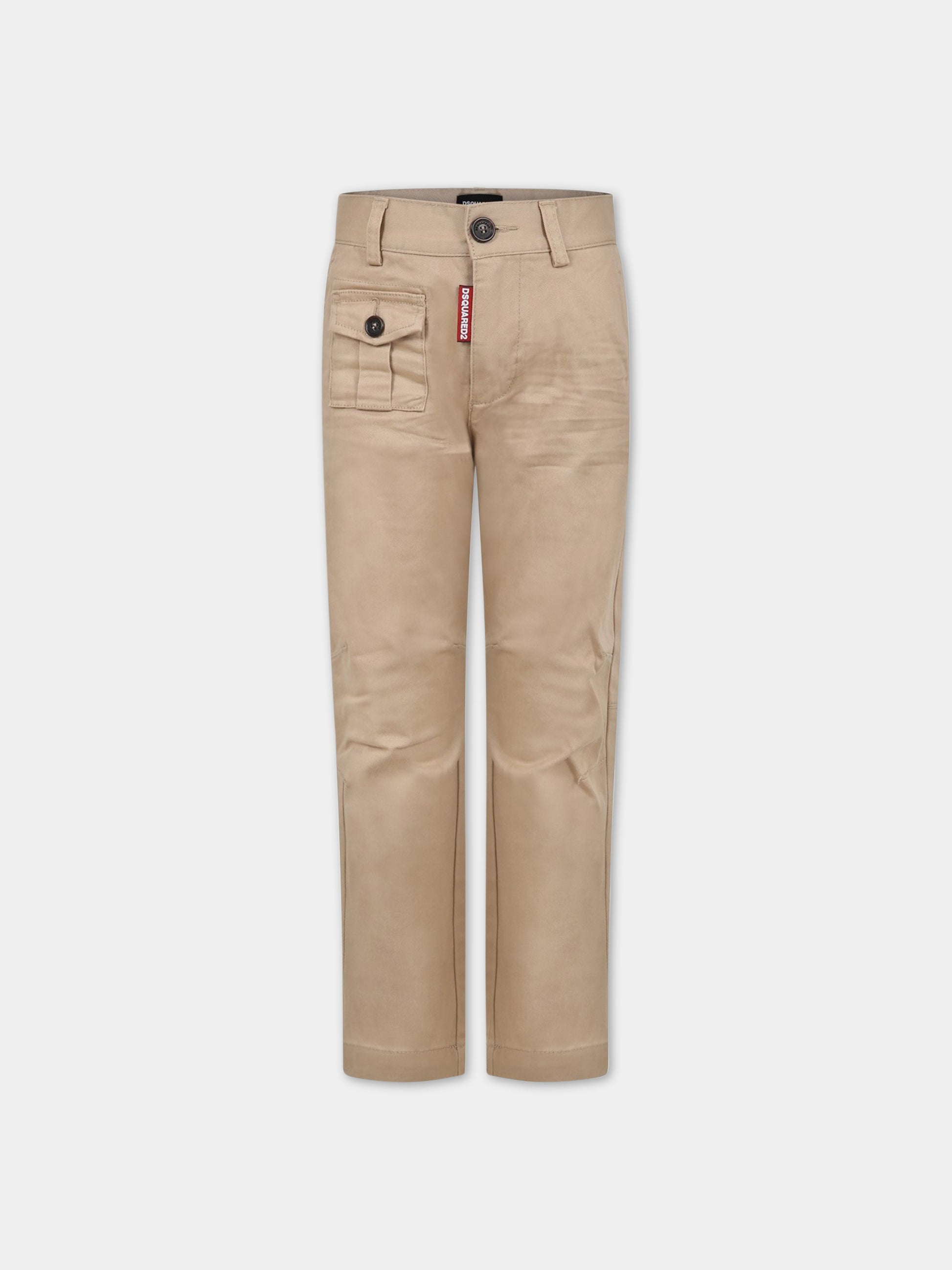 Pantaloni beige per bambino con logo,Dsquared2,DQ1505 D0093 DQ707