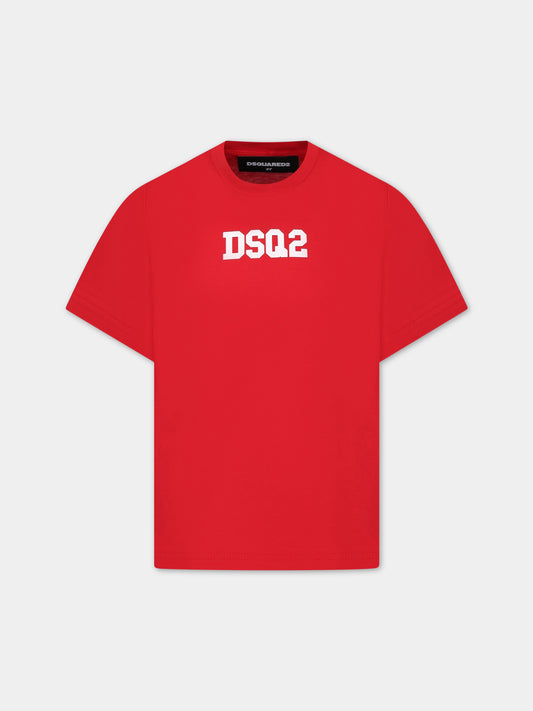 T-shirt rossa per bambino con logo,Dsquared2,DQ1622 D004G DQ405