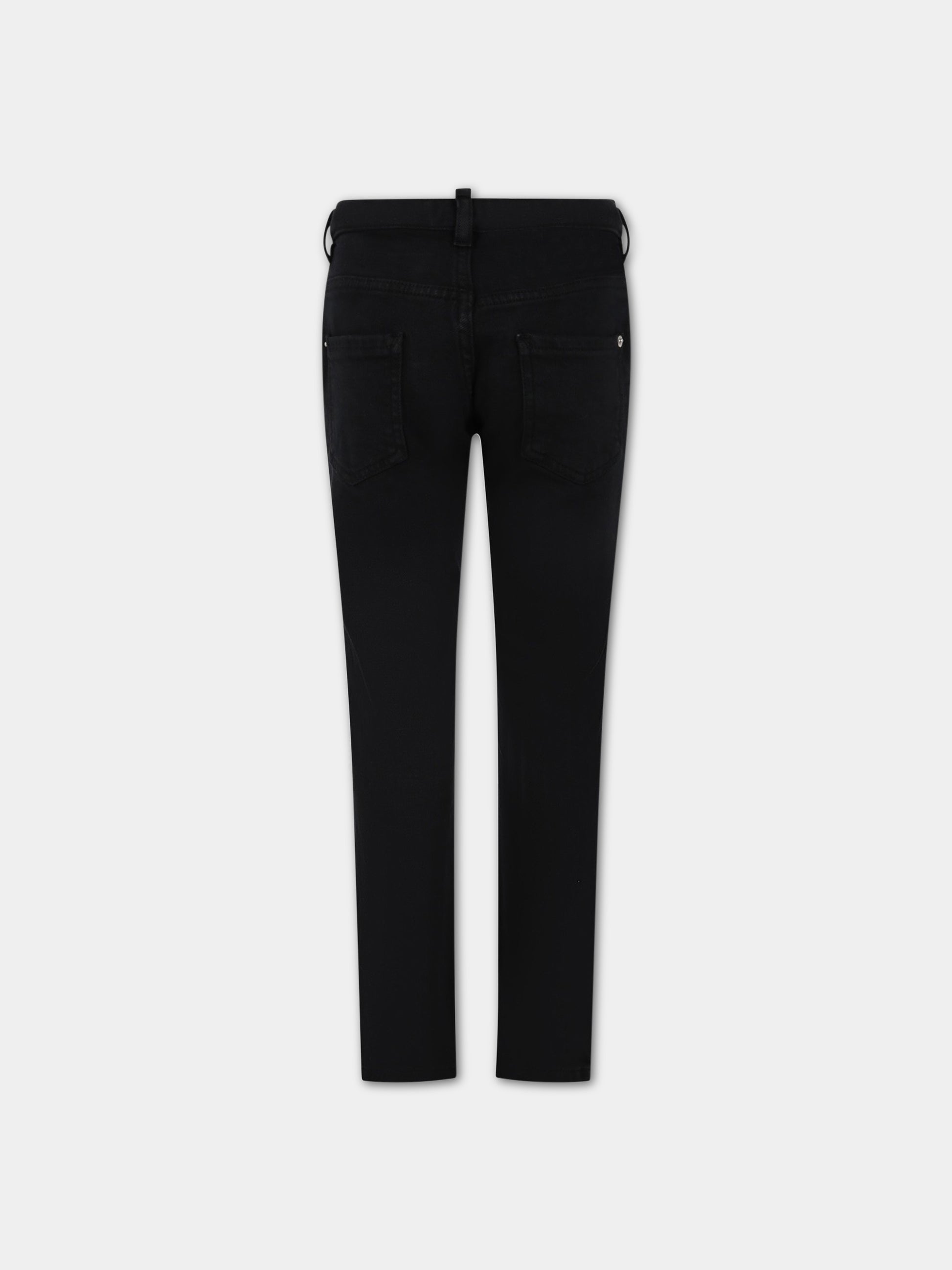 Jeans nero per bambino con patch logato,Dsquared2,DQ1761 D0A4E DQ900