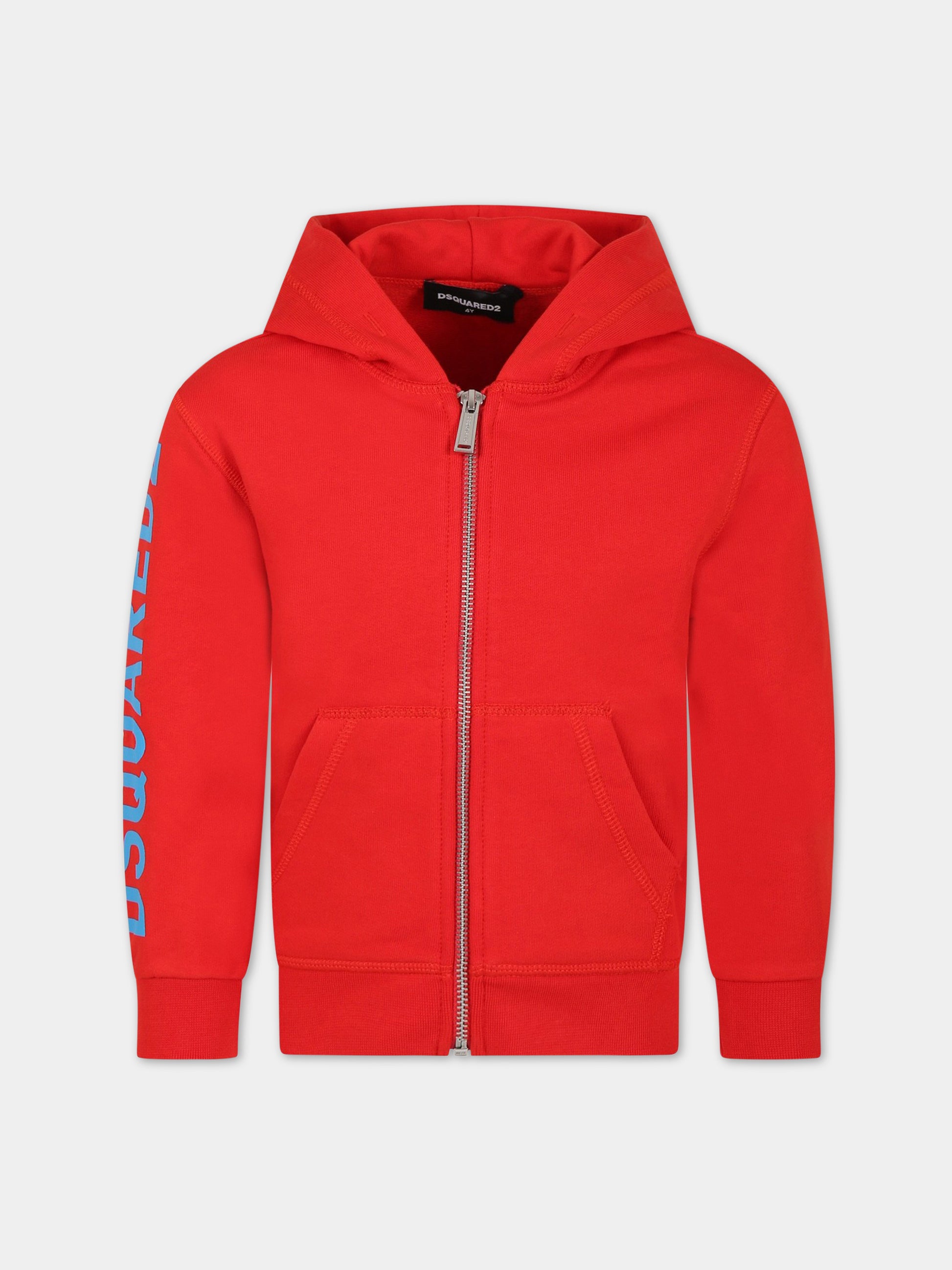 Felpa rossa per bambino con logo,Dsquared2,DQ1783 D0A4D DQ413
