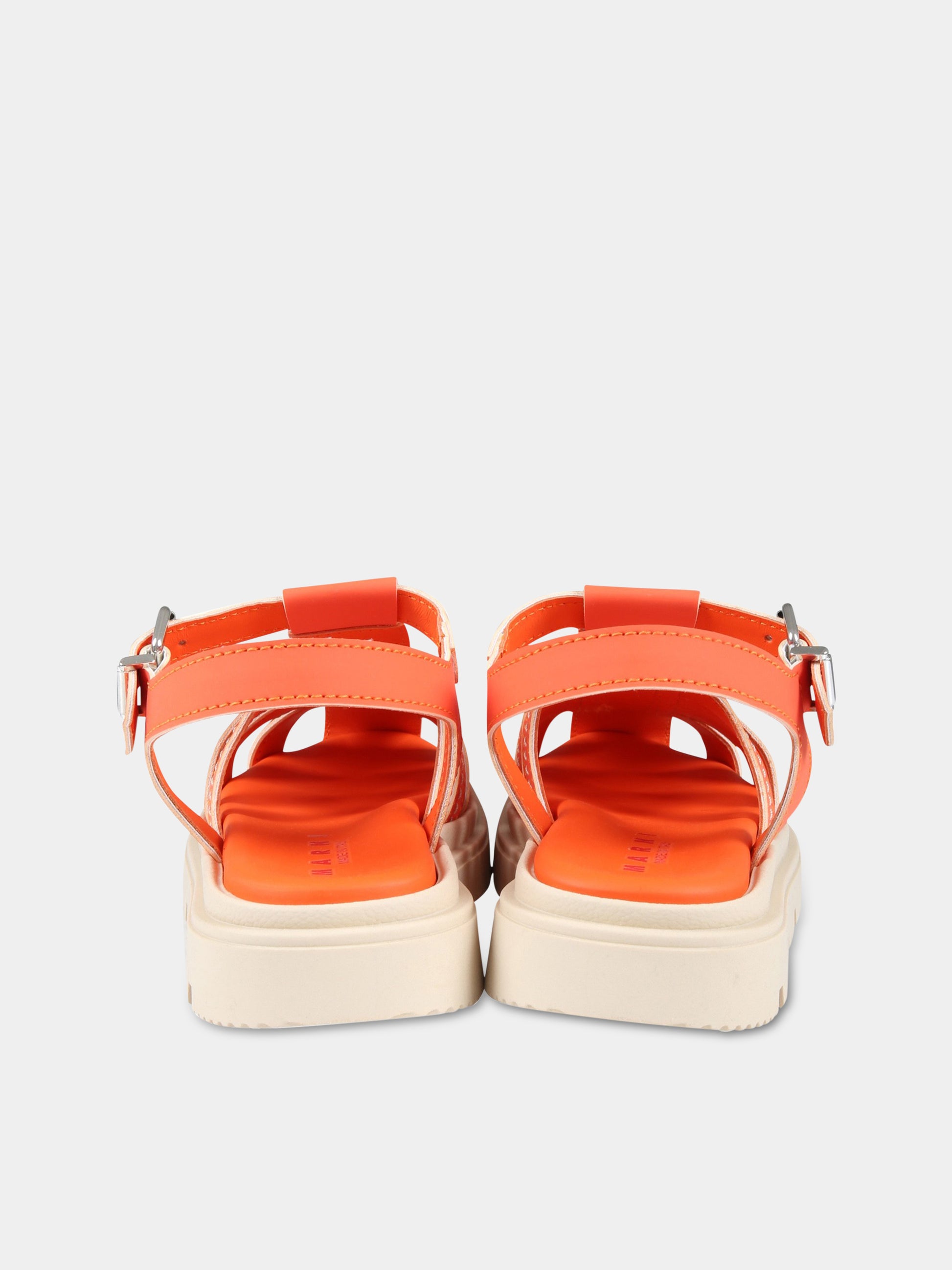 Sandali arancioni per bambina con logo rosso,Marni Kids,73462 2
