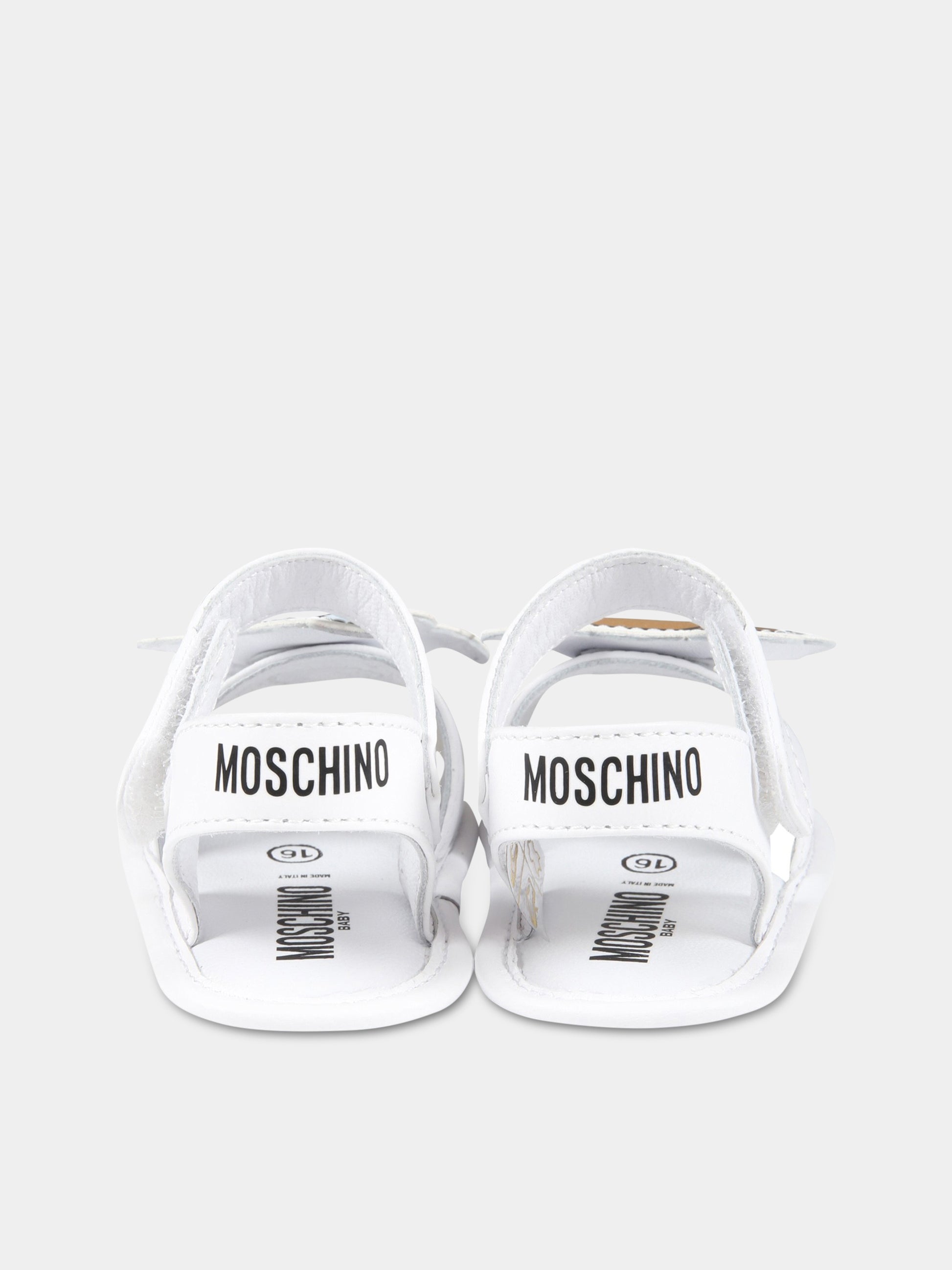 Sandali bianchi per neonato con Teddy Bear e squalo,Moschino Kids,74251 1