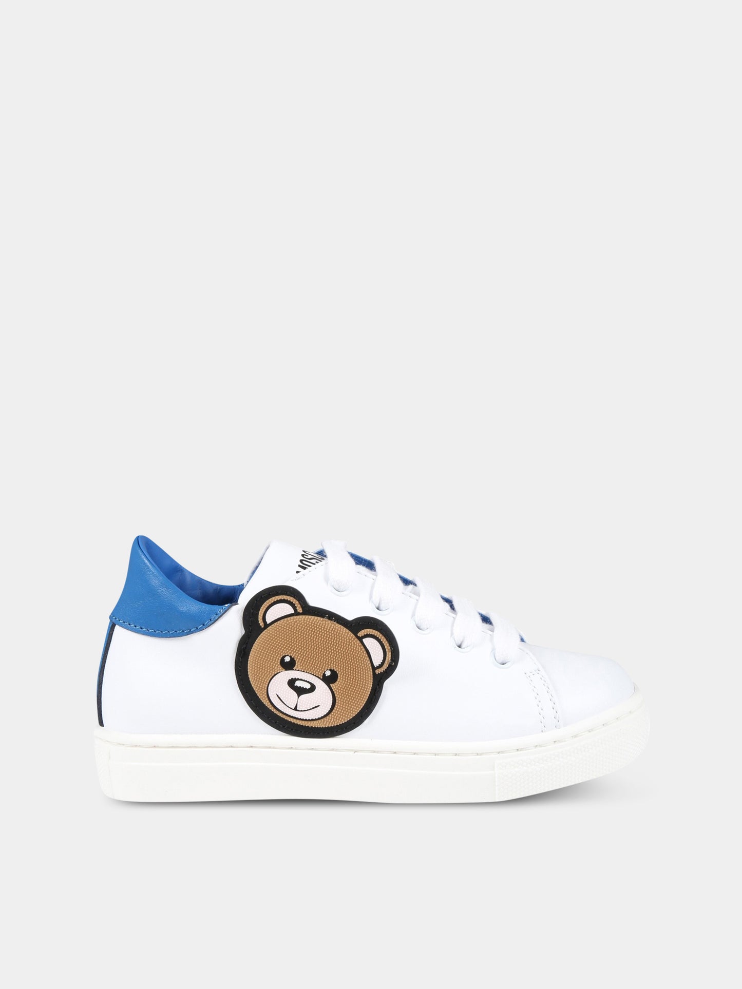 Sneakers bianche per bambino con Teddy Bear e logo,Moschino Kids,74350 2