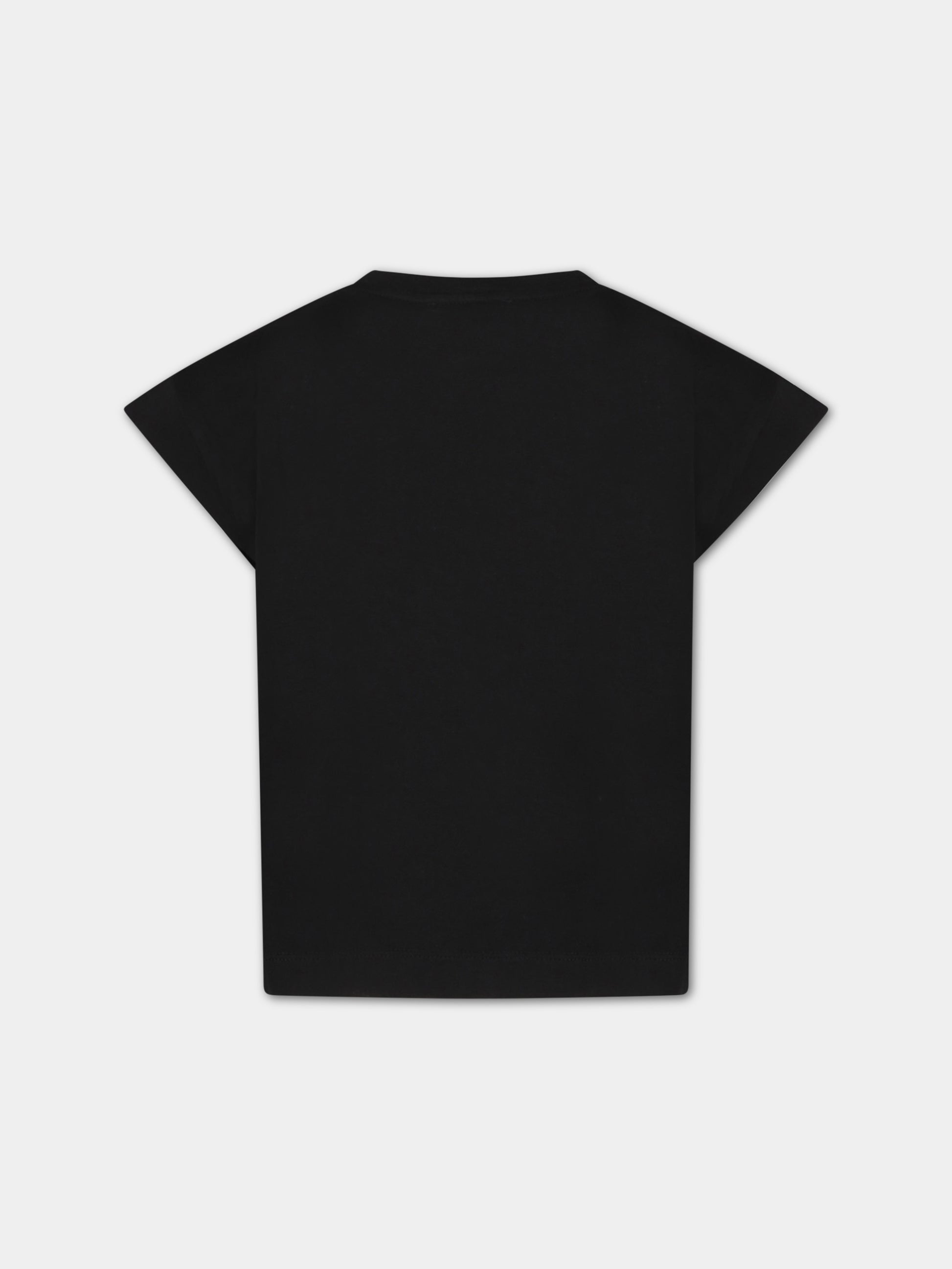 T-shirt nera per bambina con logo bianco,Dolce & Gabbana Kids,L5JTID G7I0E N0000