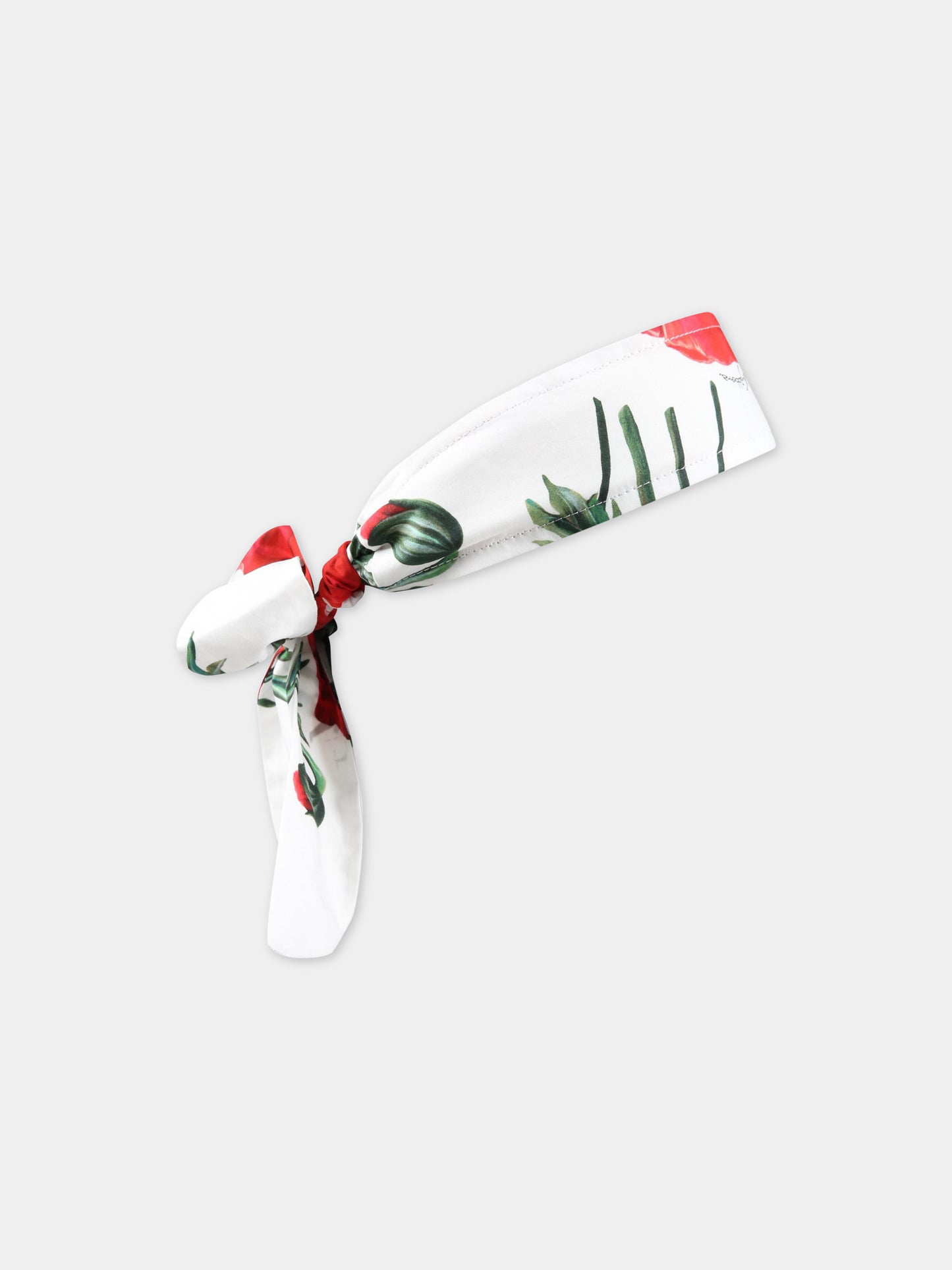 Fascia bianca per capelli per bambina con papaveri,Dolce & Gabbana Kids,LB3L26 HS5O1 HA3VN