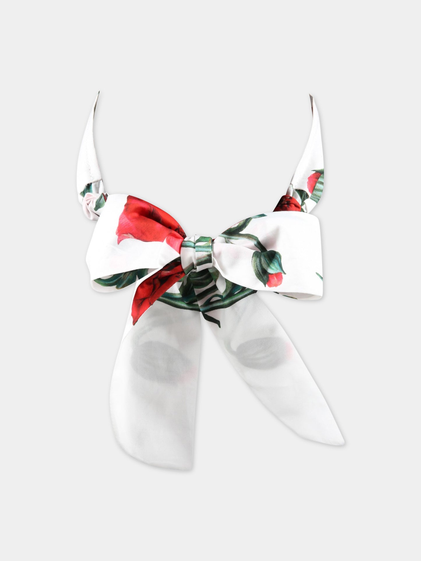 Fascia bianca per capelli per bambina con papaveri,Dolce & Gabbana Kids,LB3L26 HS5O1 HA3VN