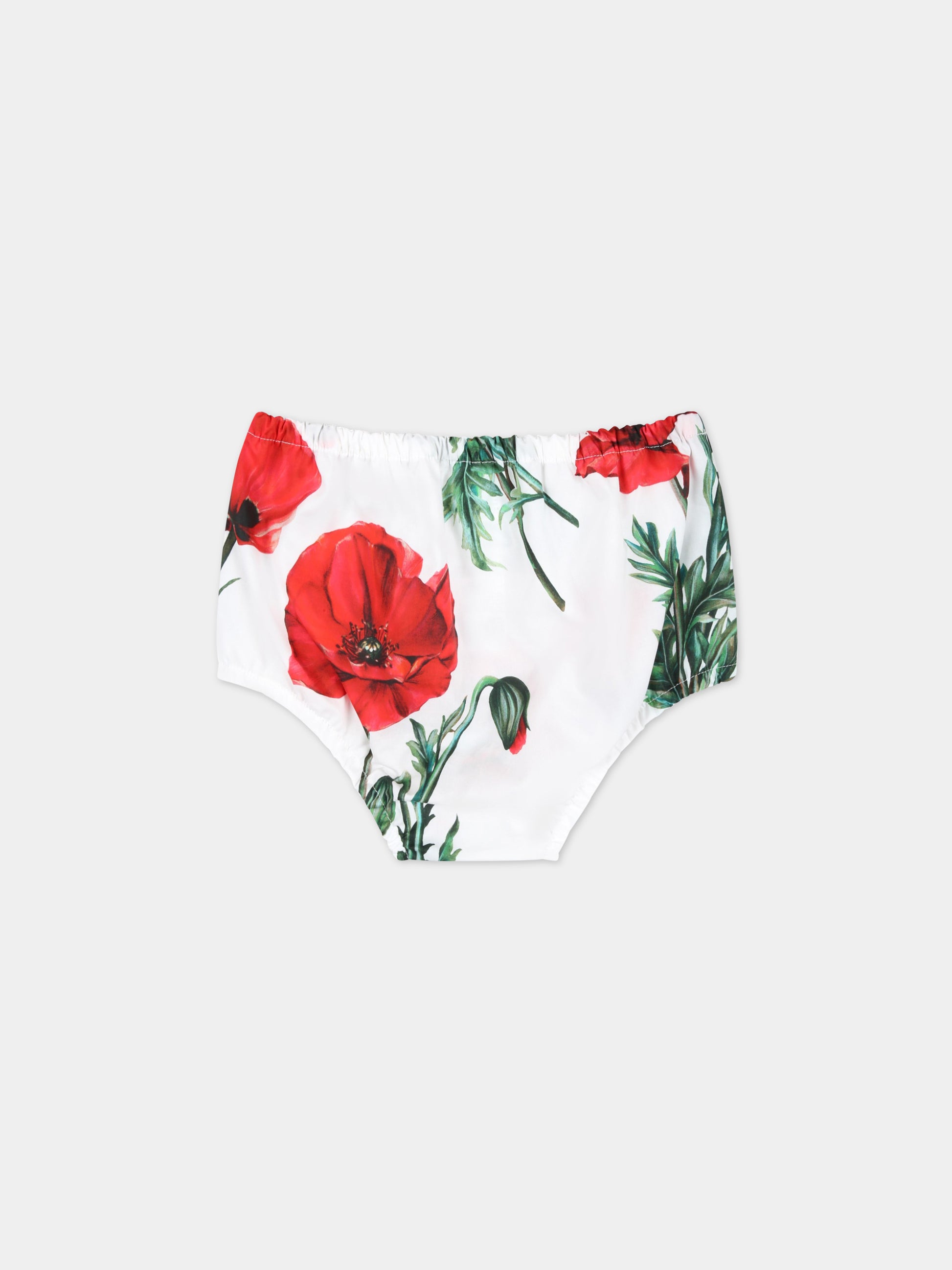 Vestito bianco per neonata con papaveri rossi,Dolce & Gabbana Kids,L23DI7 HS5O1 HA3VN