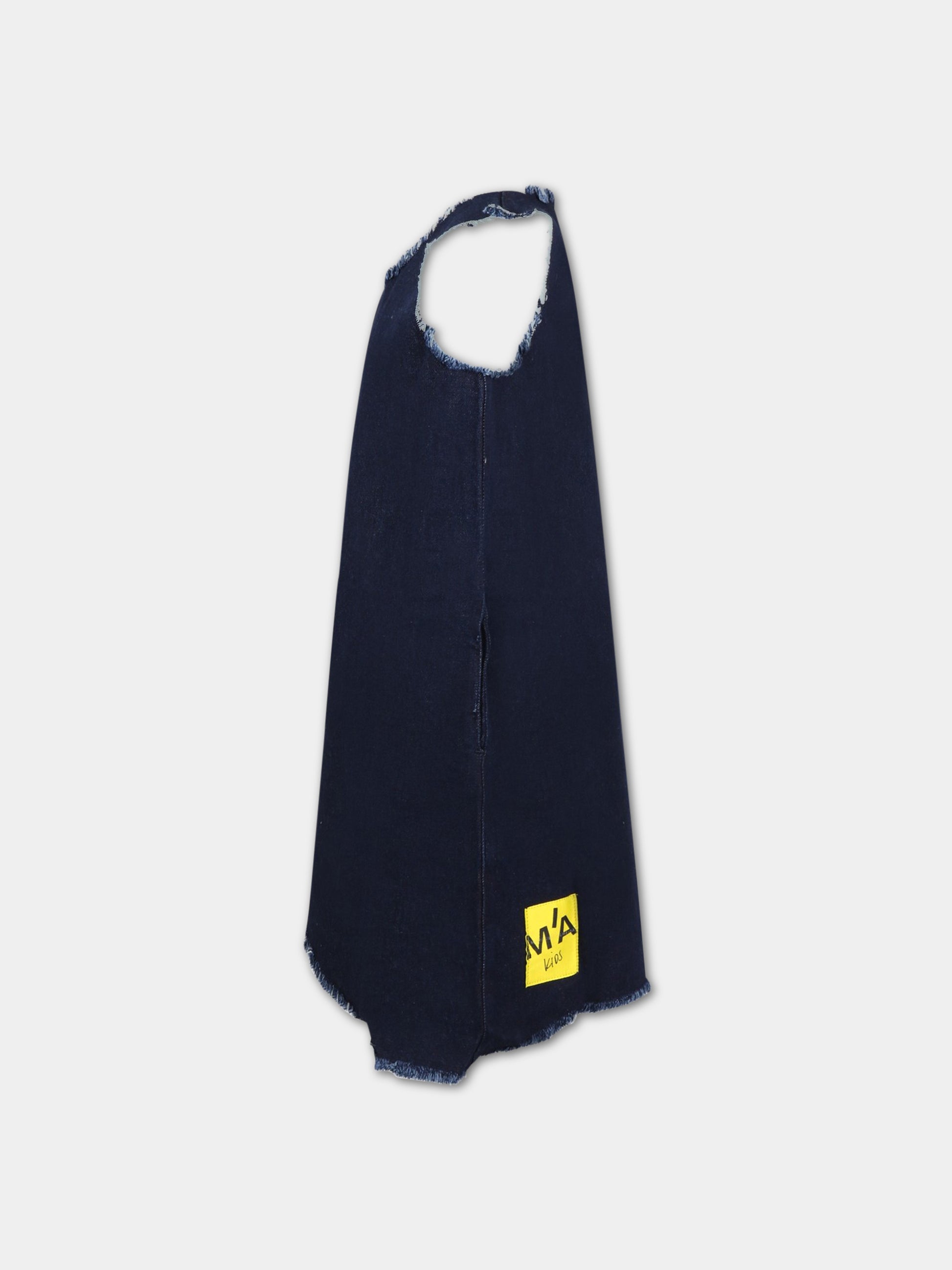 Vestito blu per bambina con patch logato,Marques Almeida,SS23COREDR0219DNM NAVY