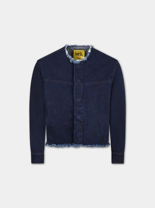 Giacca blu per bambina con patch logato,Marques Almeida,SS23COREJK0141DNM NAVY