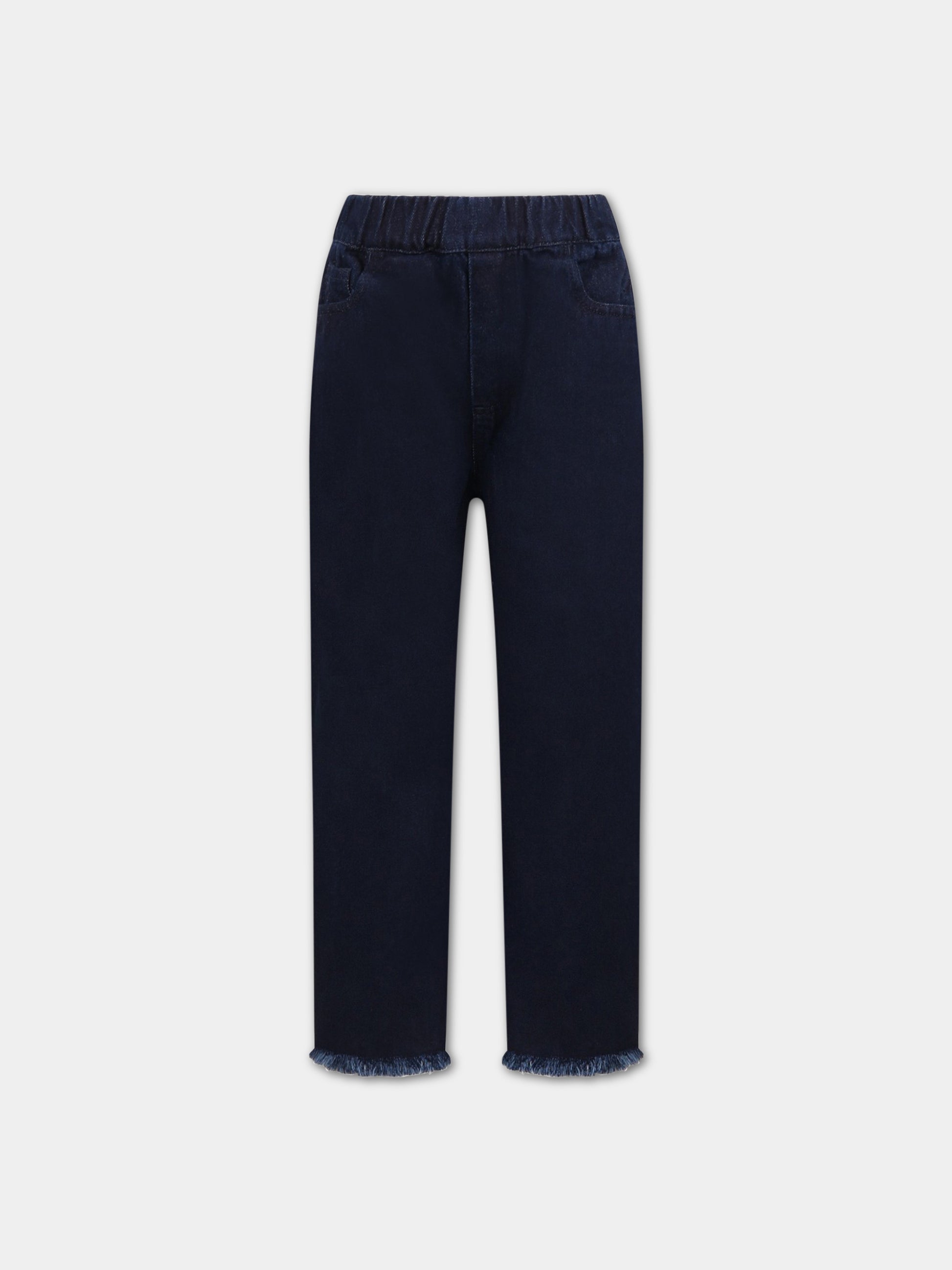 Jeans blu per bambina con patch logato,Marques Almeida,SS23CORETR0170DNM NAVY