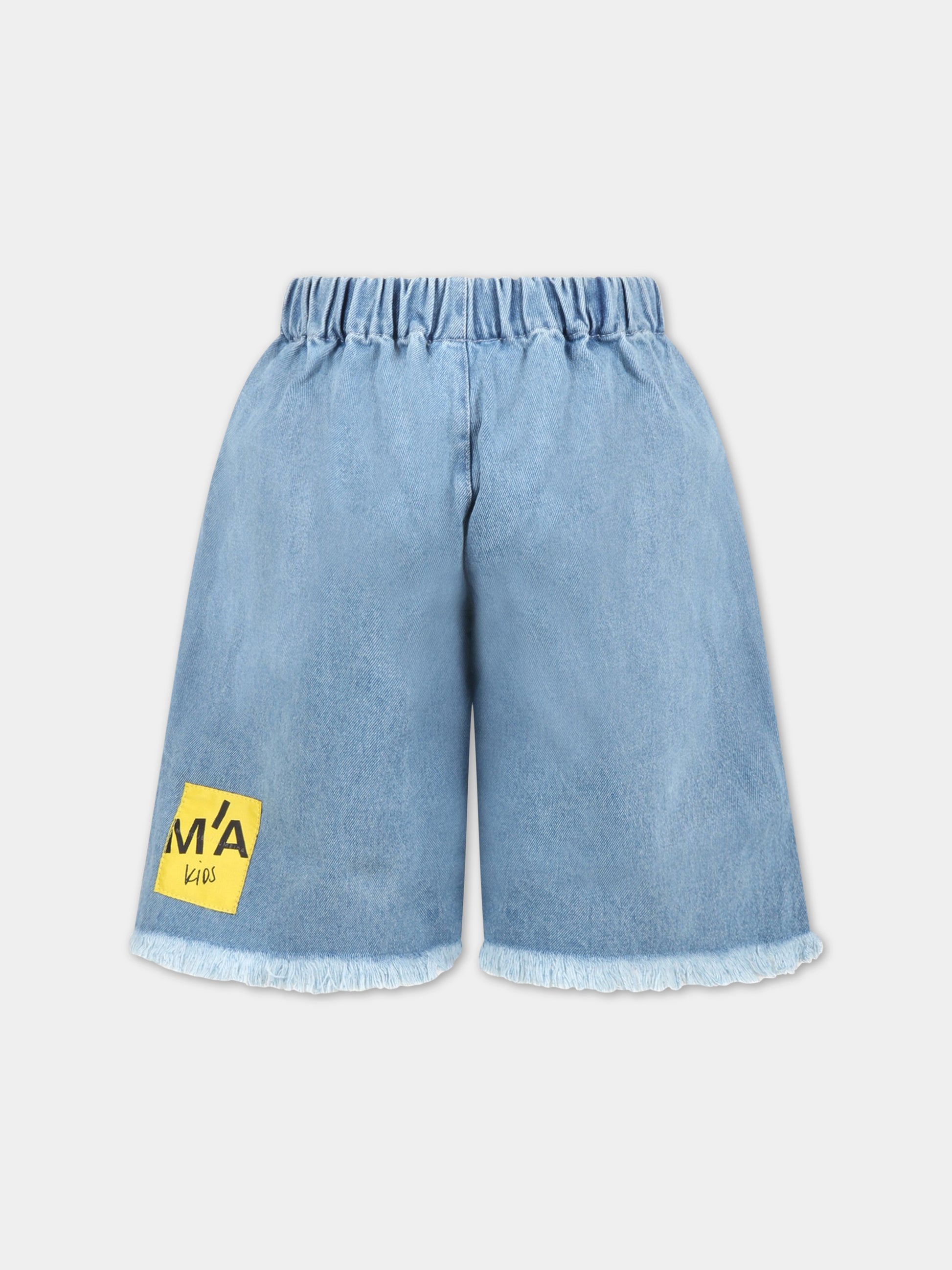 Shorts celesti per bambina con patch logato,Marques Almeida,SS23CORETR0171DNM BABY BLUE