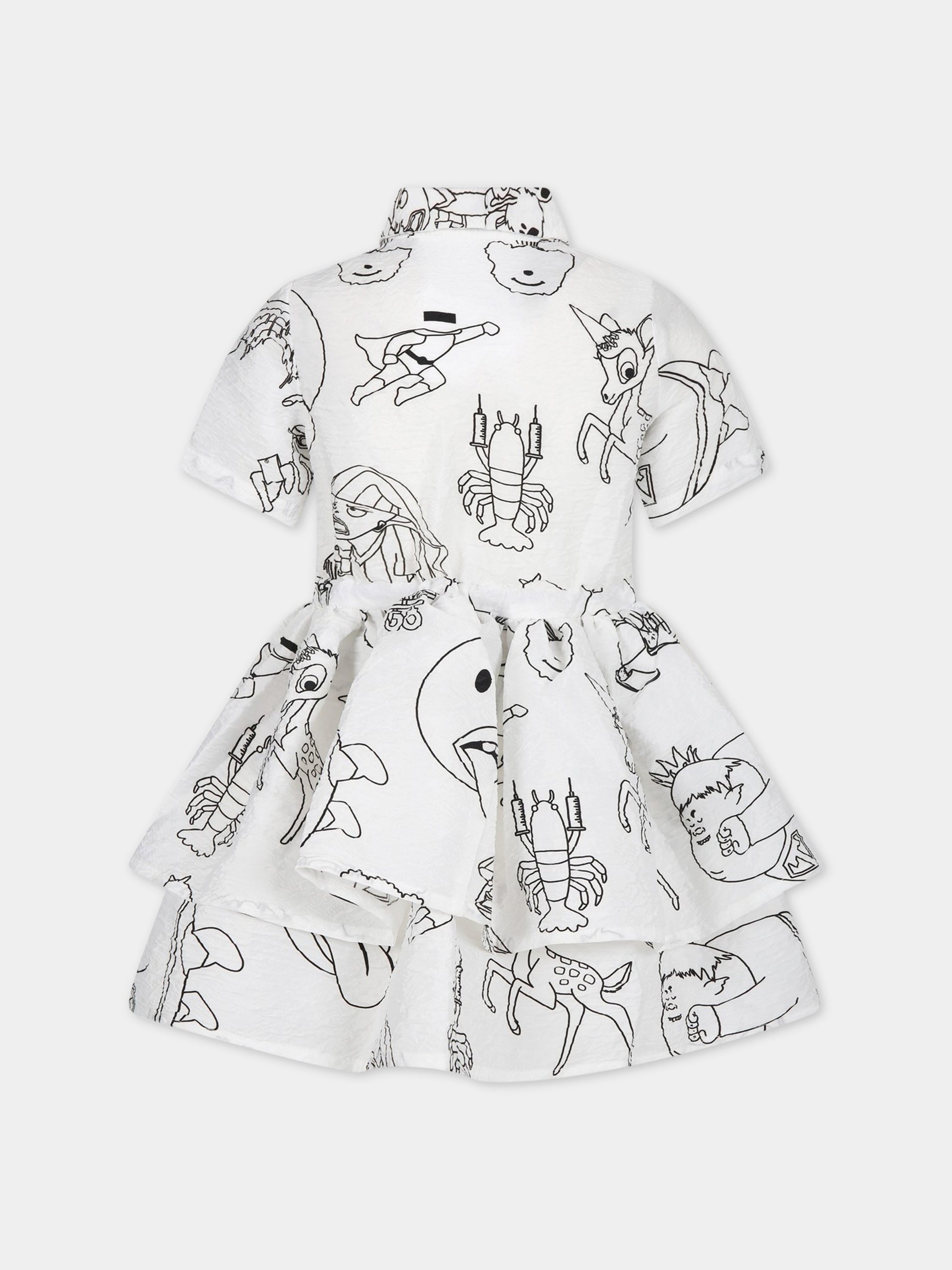 Vestito bianco per bambina con stampe,Caroline Bosmans,SS23 4000 36A 0009B