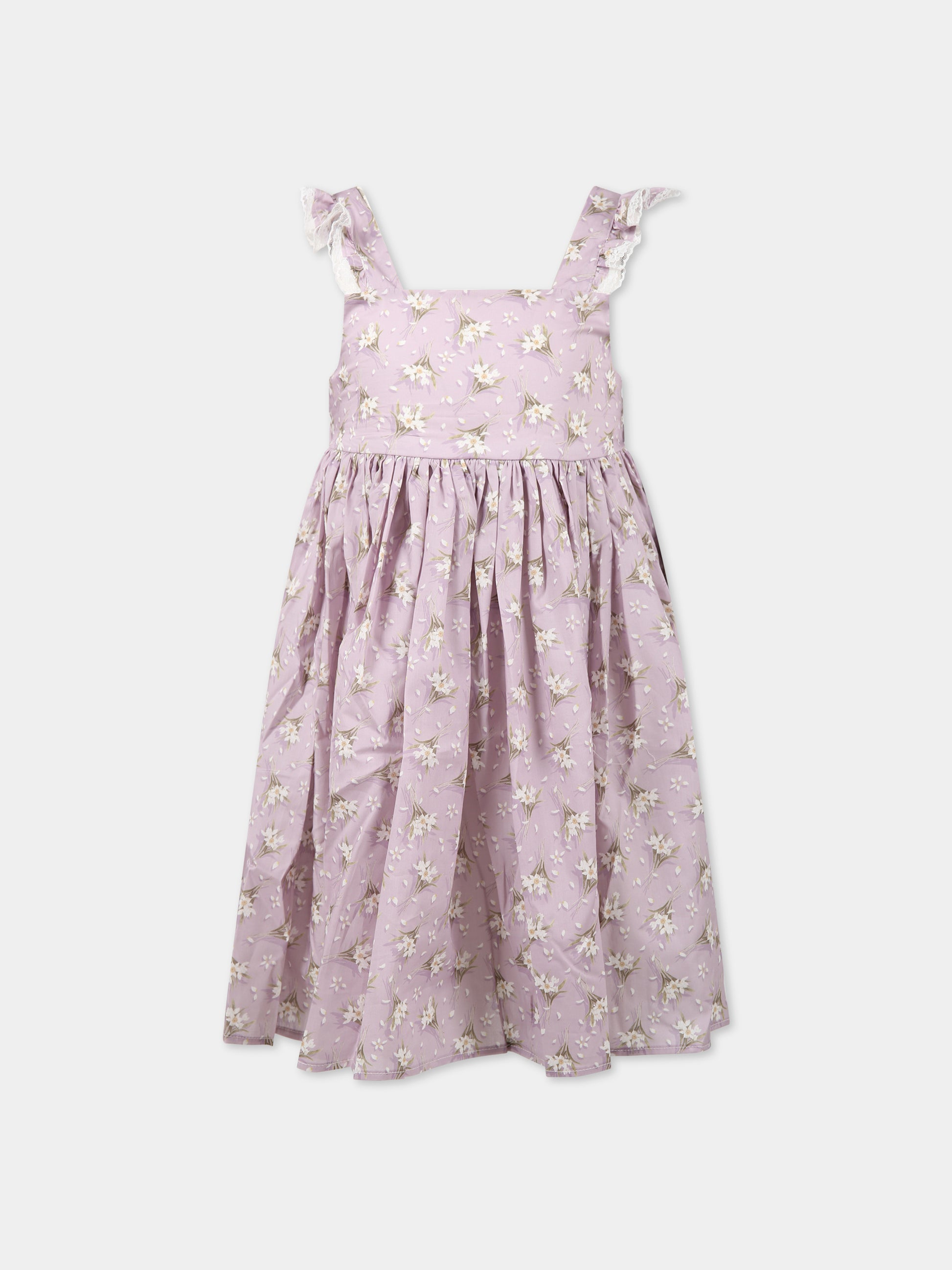 Vestito viola per bambina con stampa floreale,Paade Mode,232104420