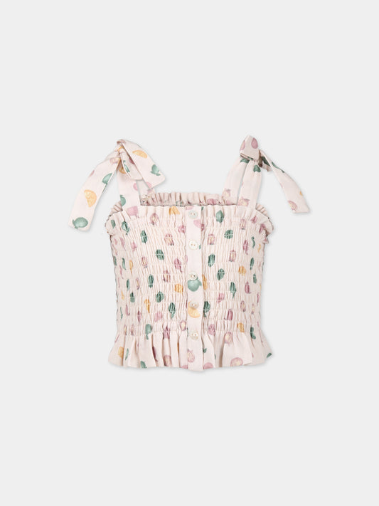 Top rosa per bambina con stampa frutta,Coco Au Lait,14COCO1036