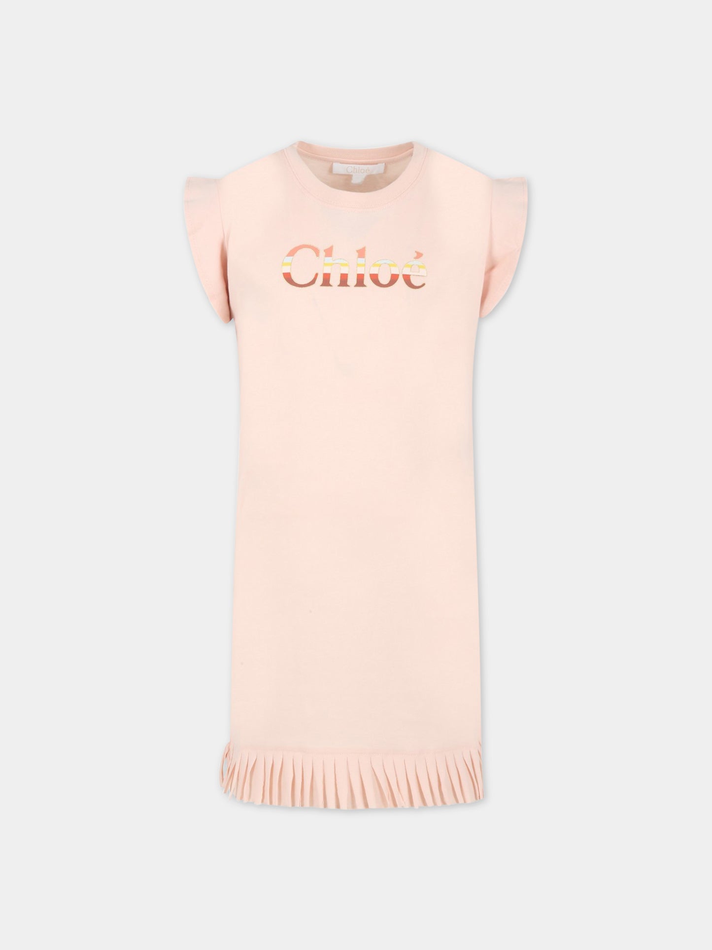 Vestito rosa per bambina con logo,Chloé Kids,C12907 45K