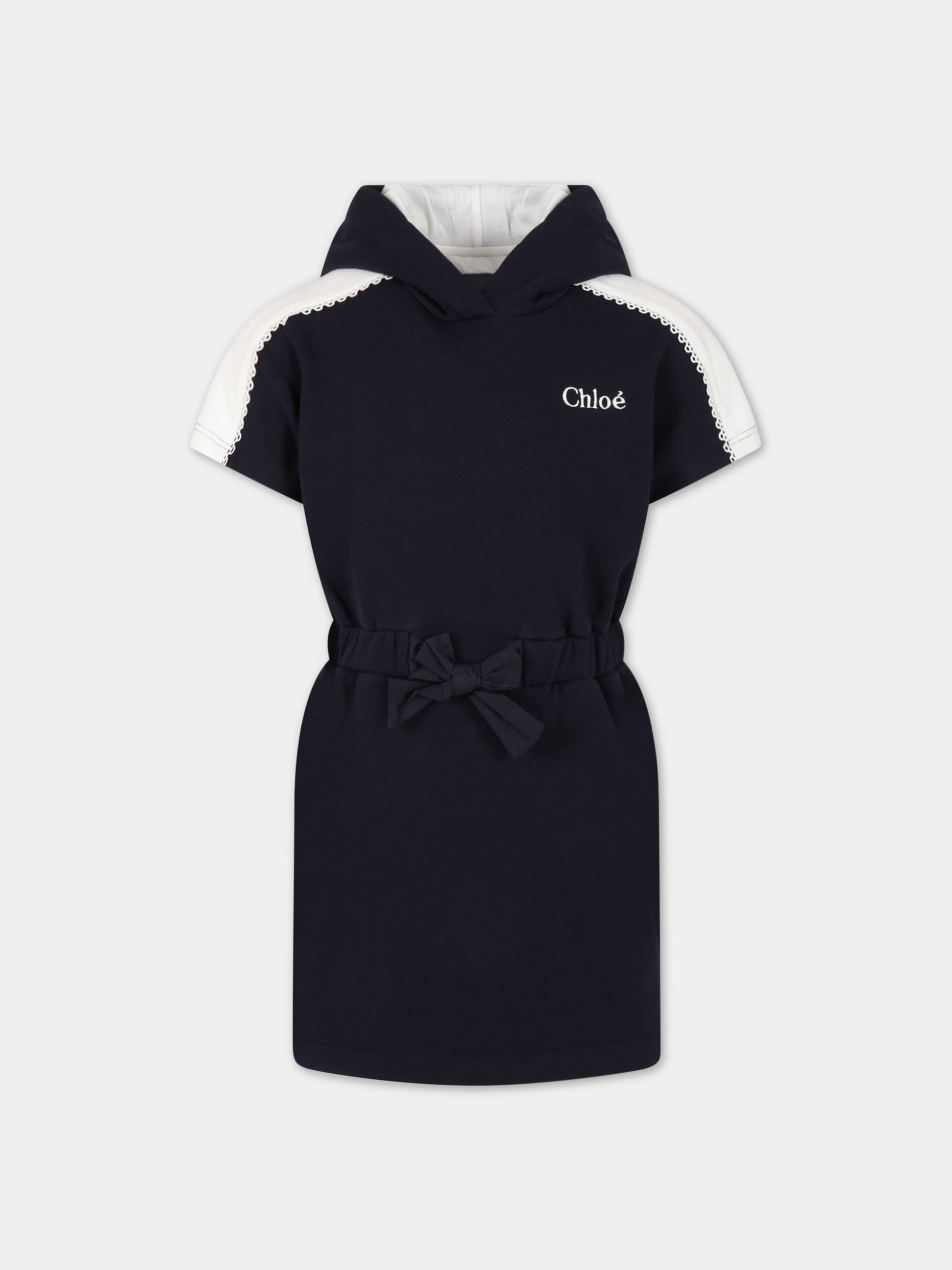 Vestito blu per bambina con logo,Chloé Kids,C12925 859