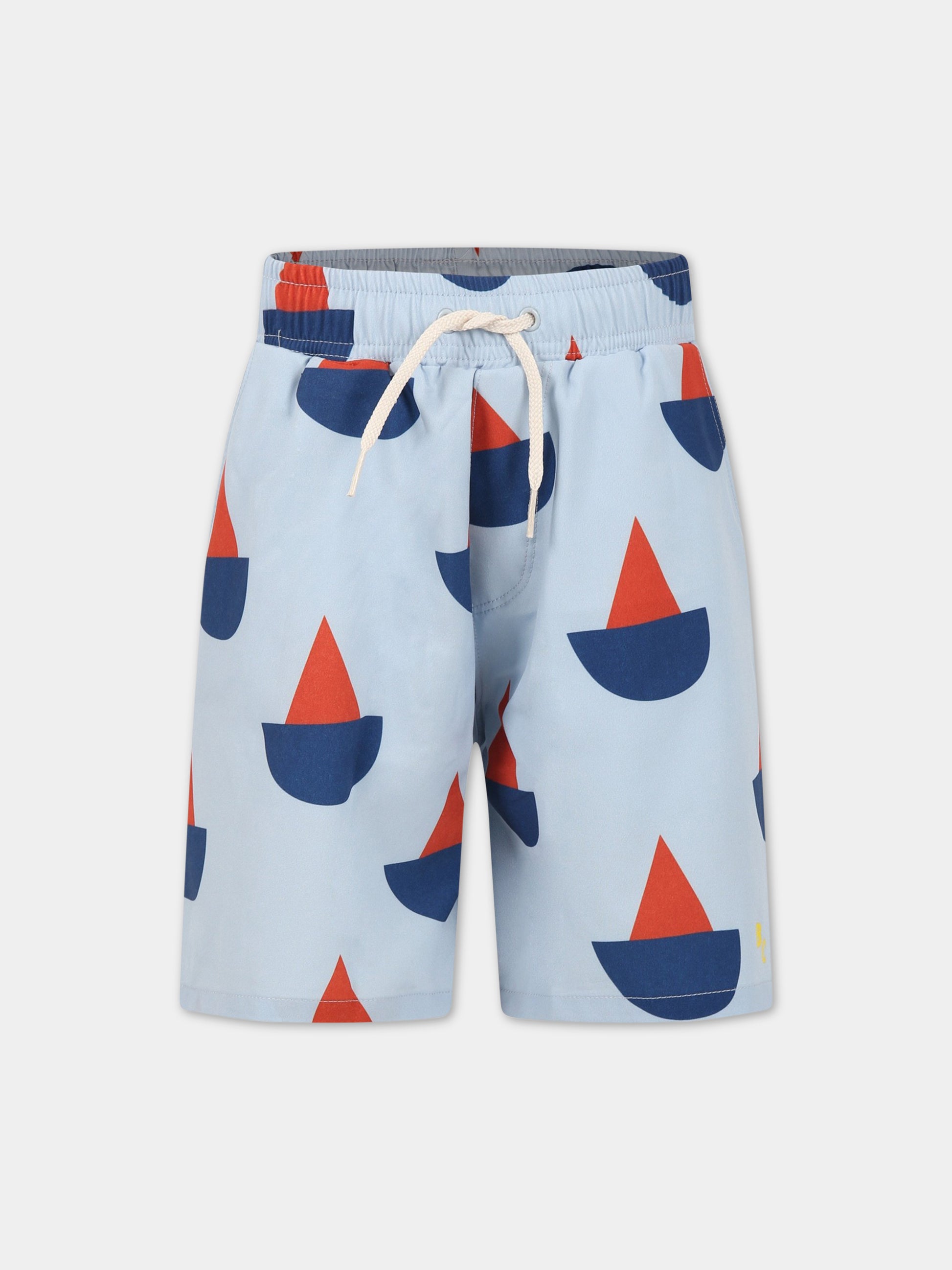 Boxer mare celeste per bambino con stampa barche all-over,Bobo Choses,123AC143