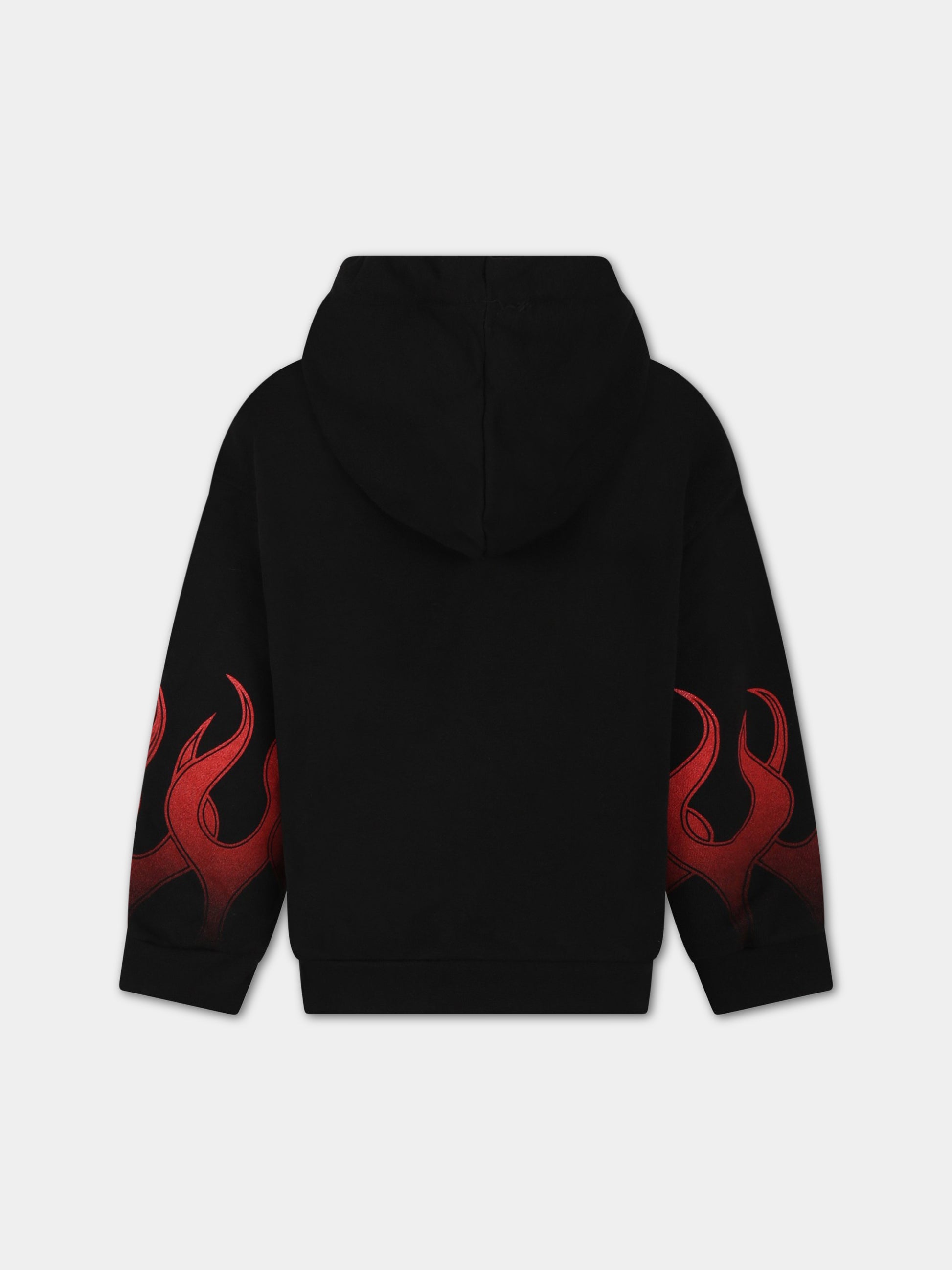 felpa nera per bambino con fiamme e logo,Vision Of Super,MFV3101J ROSSO